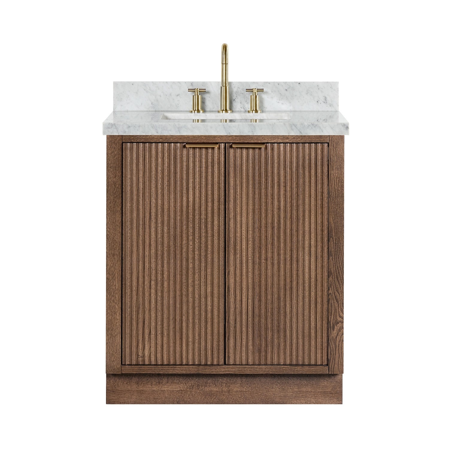ARIEL Milan 30-in Brown Oak Undermount Single Sink Bathroom Vanity with Carrara White Marble Marble Top