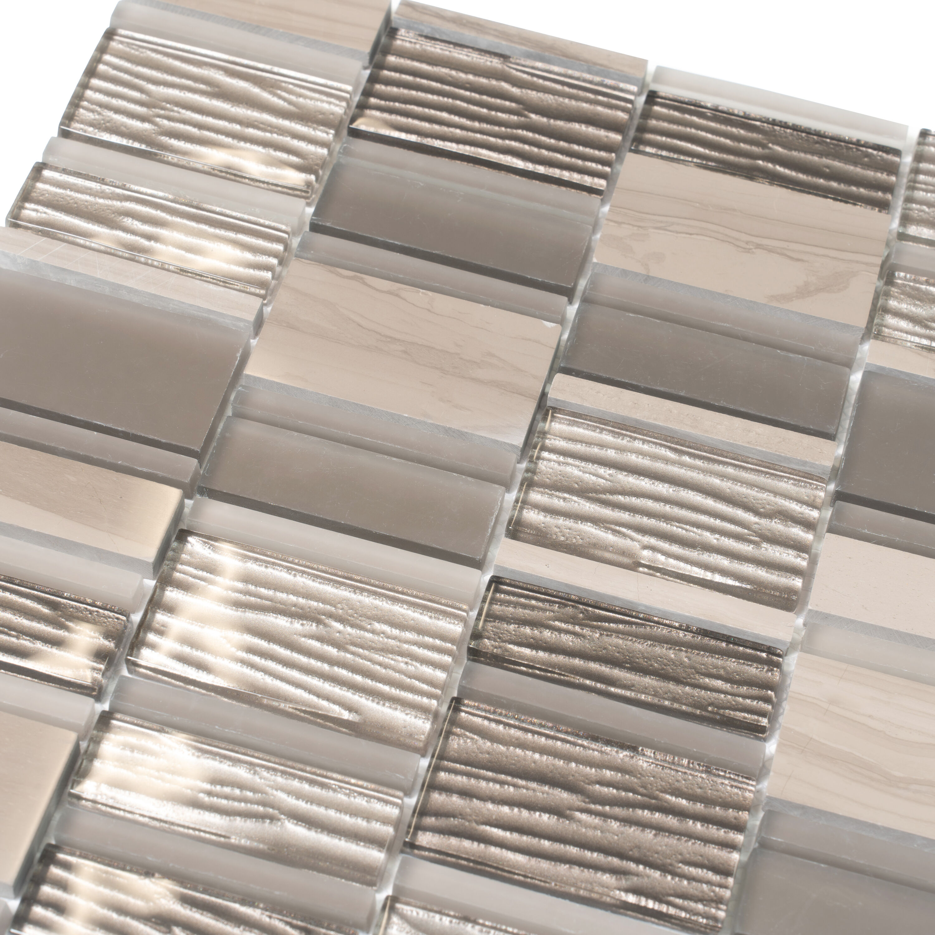 Apollo Tile (Sample) Gray and Beige 4-in x 4-in Honed Marble Linear Mosaic Floor and Wall Tile