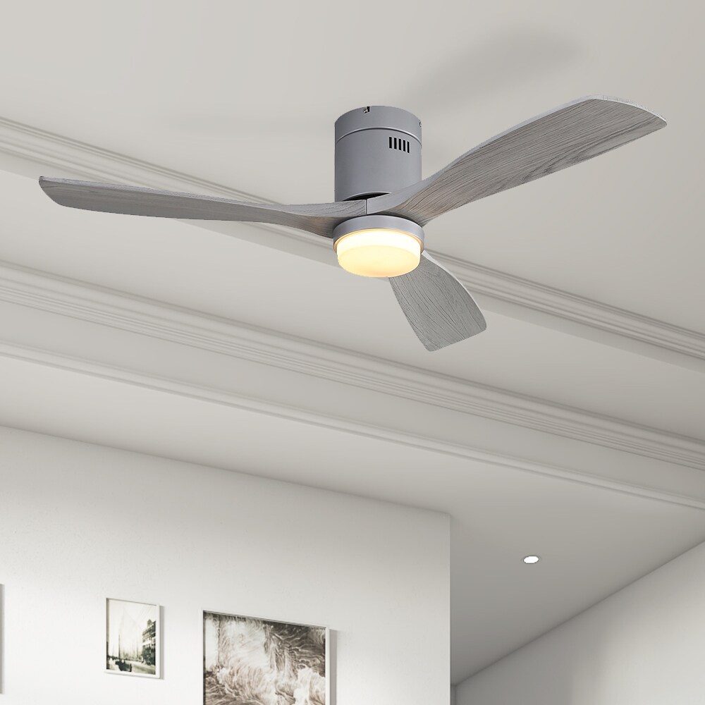 Sunrinx 52-in Silver Indoor Ceiling Fan with Light and Remote (3-Blade ...