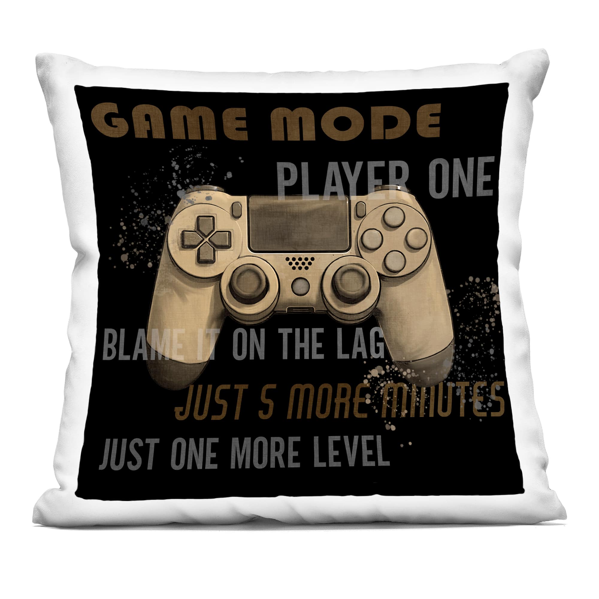 Stupell Industries PLO-720-SQW-18X18 Gamer Phrases Vintage Style Decorative Printed Pillow Design by Kim Allen