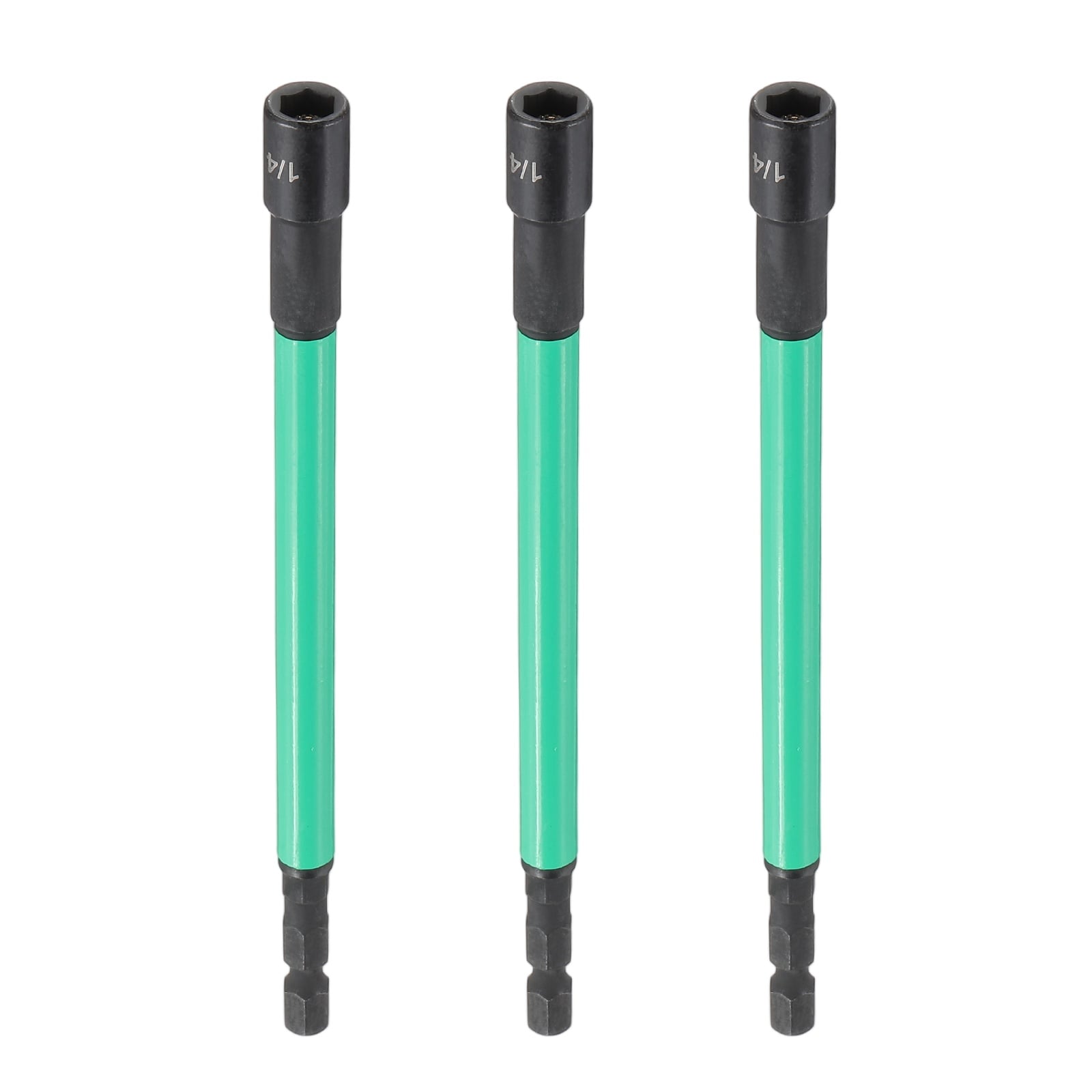 Harfington 3pcs Nut Driver Drill Bit 1/4 Inch Socket 1/4 Inch Hex Shank 6 Inch (150mm) Extra Long Magnetic 6-Point Sockets Quick Change CR-V Steel Bolt Setters for Power Drill Drivers #S26030900UX3049