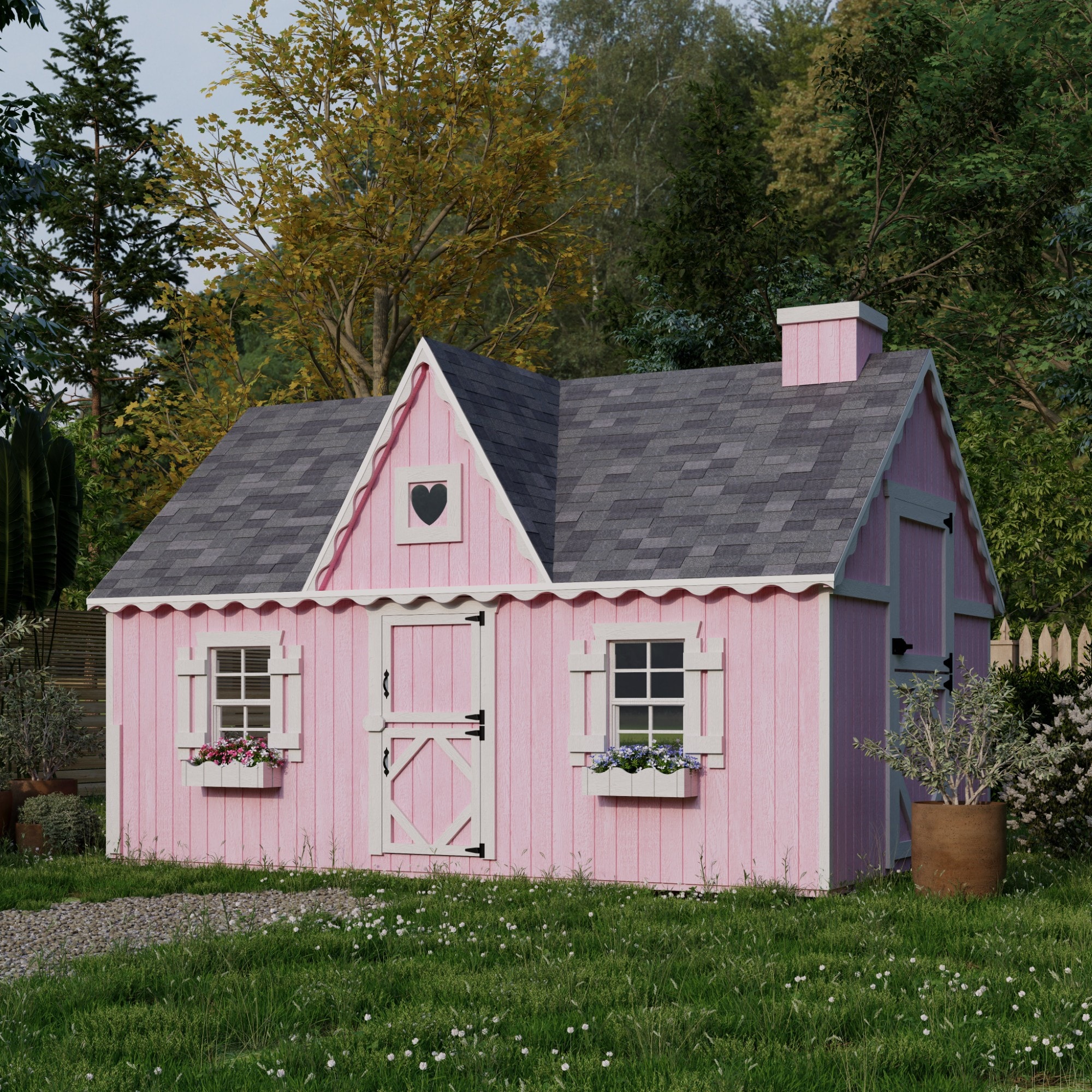 Little Cottage Co 8X12 VP-PNK-FK-LFT playhouses - View #2