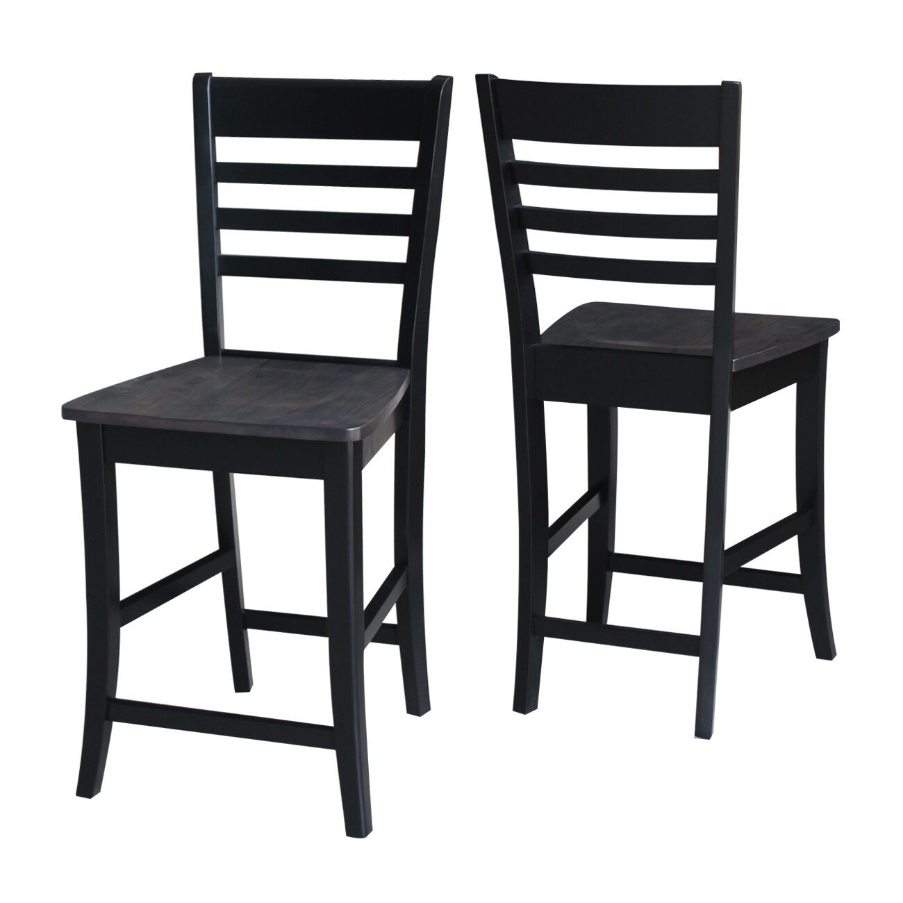Cosmo Traditional 24" Ladder Back Counter Stool in Coal Black