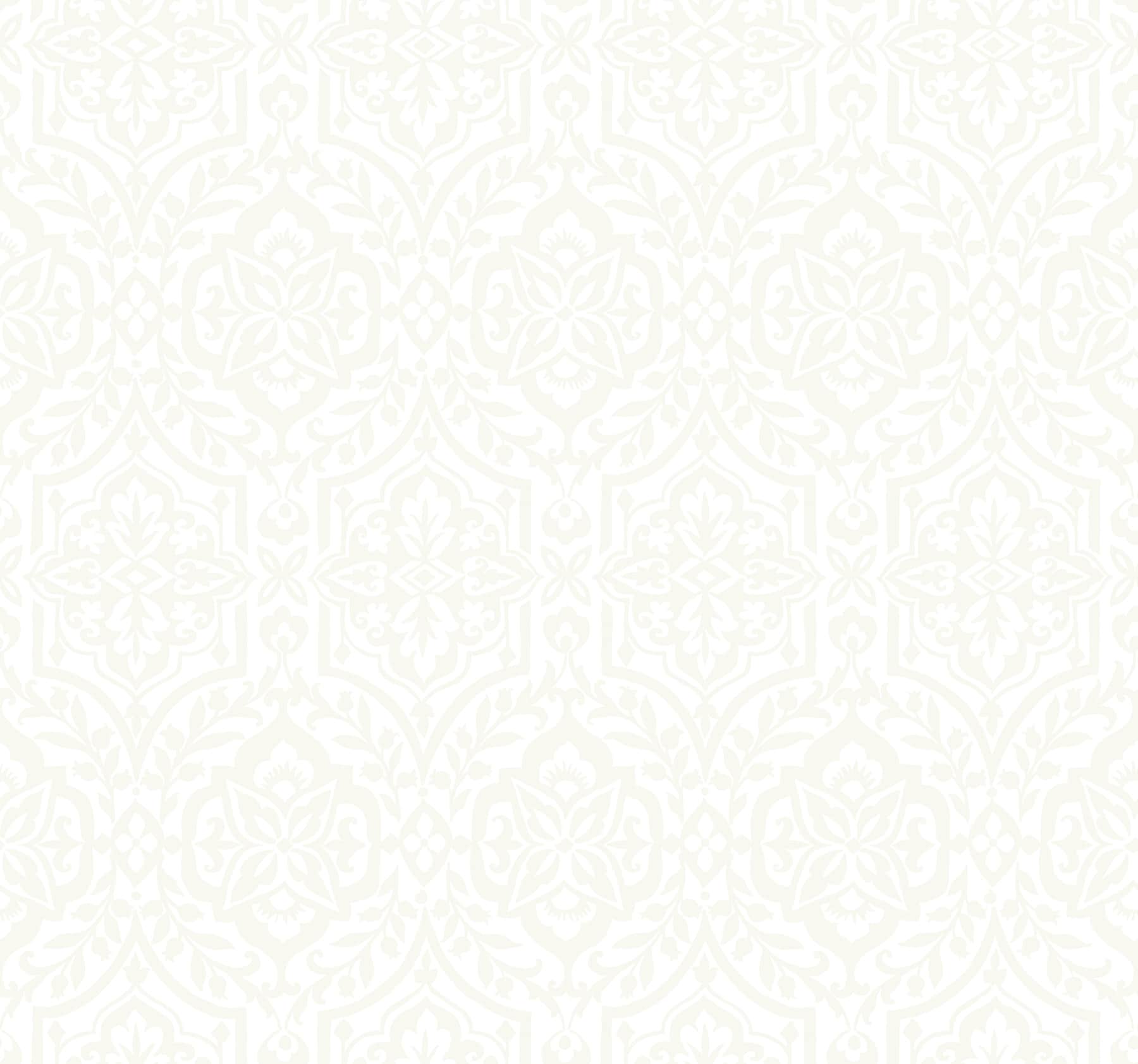 York Wallcoverings DM5032 Damask Resource Library 60.8-Sq. Feet White Non-woven Damask Prepasted Water Activated Paste Wallpaper