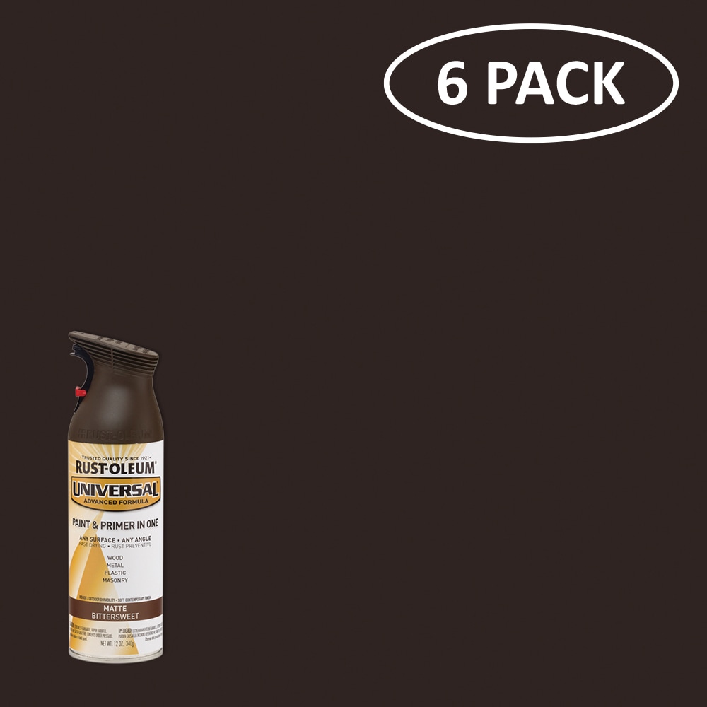 Rust-Oleum 282819SOS Universal 6 -Pack Matte Bittersweet Spray paint and primer in one ( NET WT. 12-oz )
