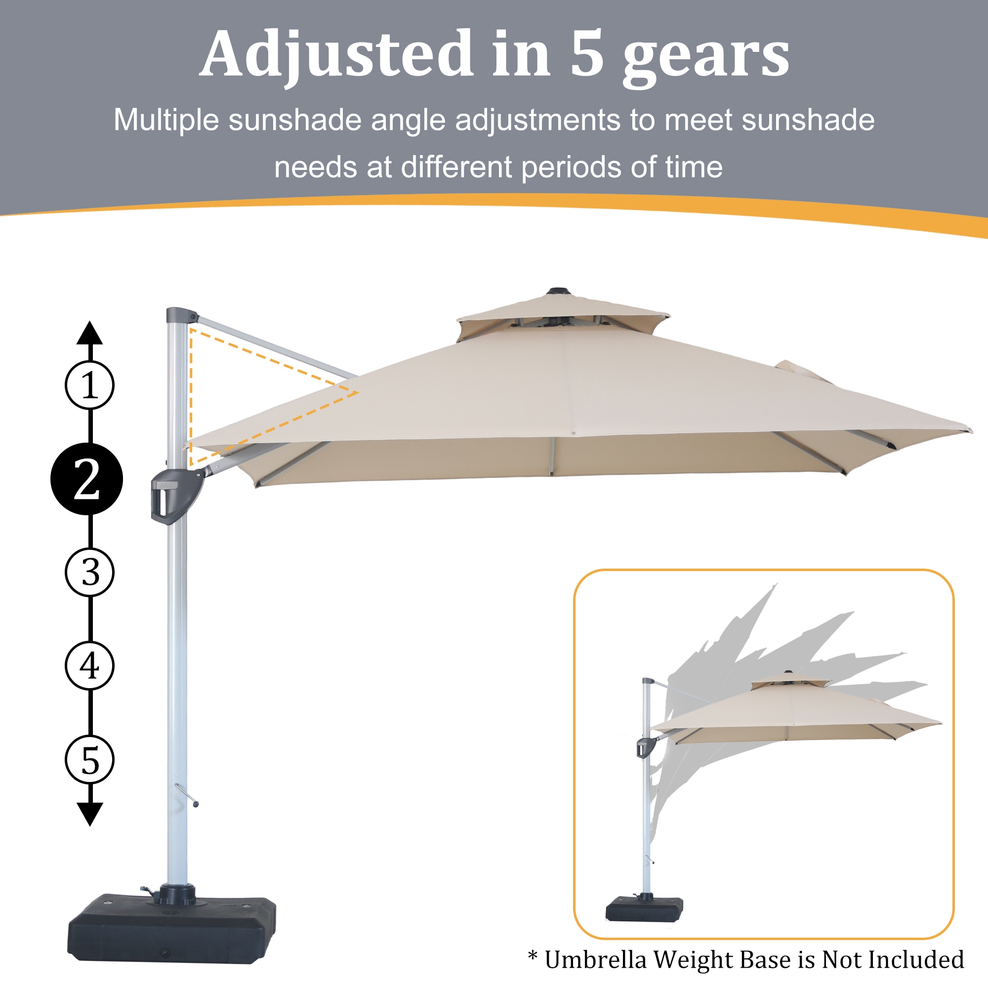 Clihome 10-ft Steel Beige Cantilever Patio Umbrella TD1000005 at Lowes.com