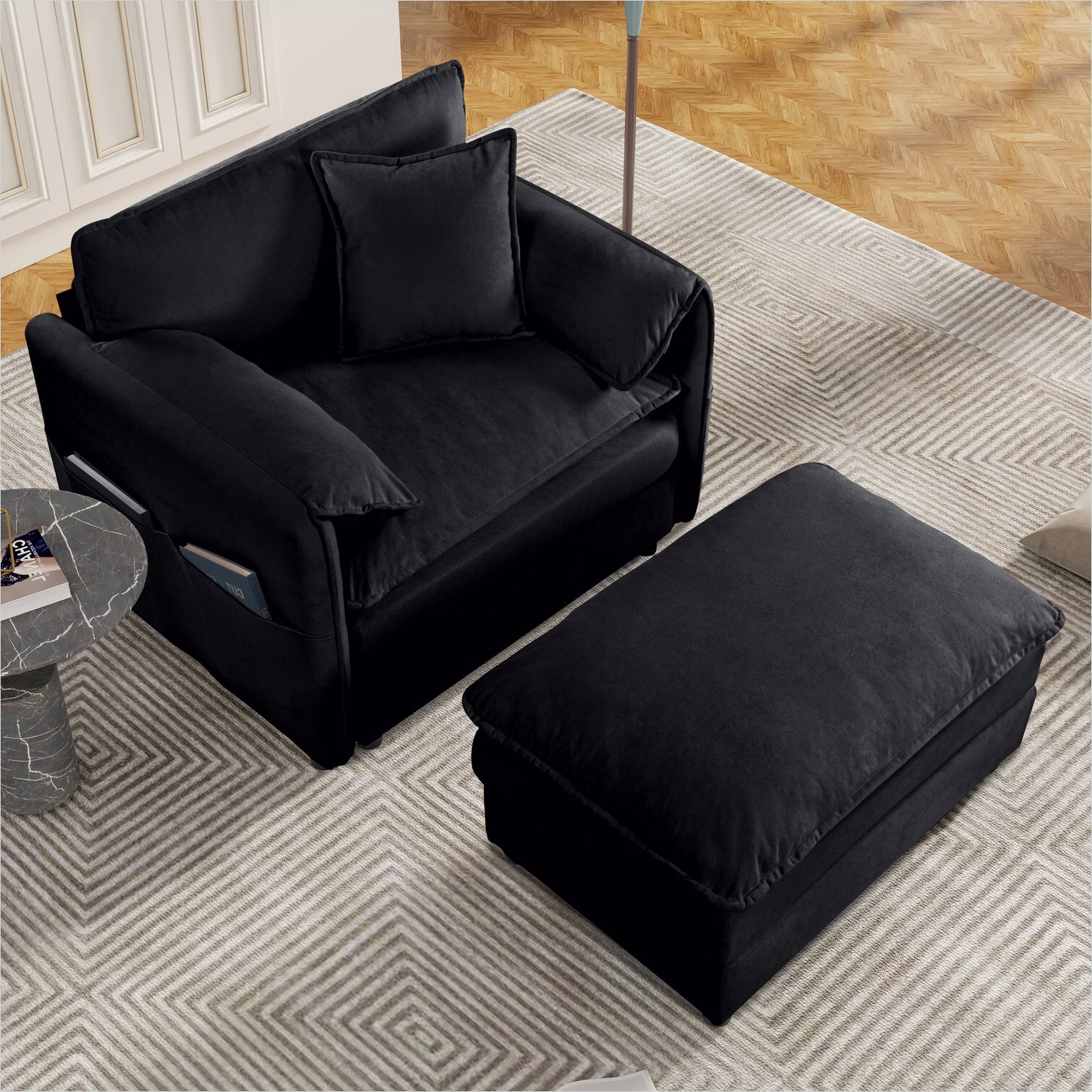 SunJet Chenille Upholstered Oversized Recliner Chair with Movable ...