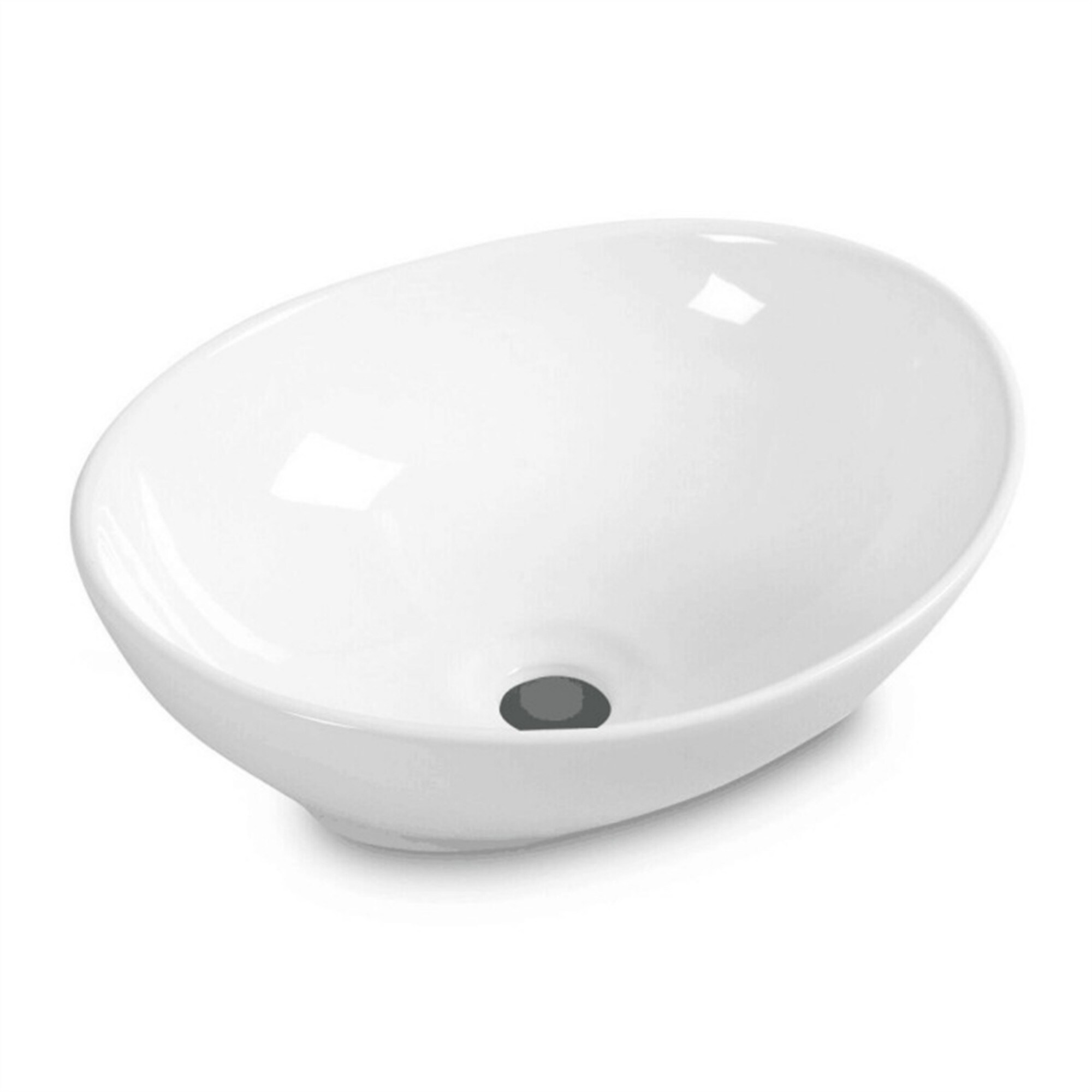 Numhew 16in L 13in W5.5in D Scratch-Resistant White Oval Bathroom