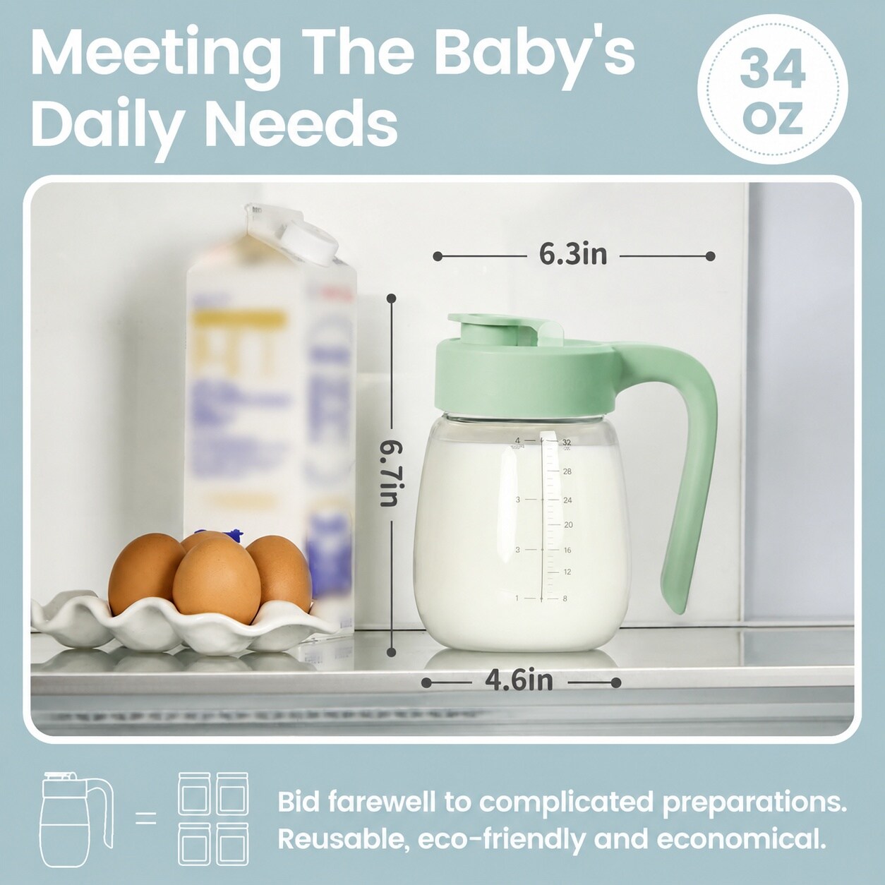 LILILIAN FMY 32oz Glass Breast Milk Storage Bottle Leak Proof Lid Heat ...
