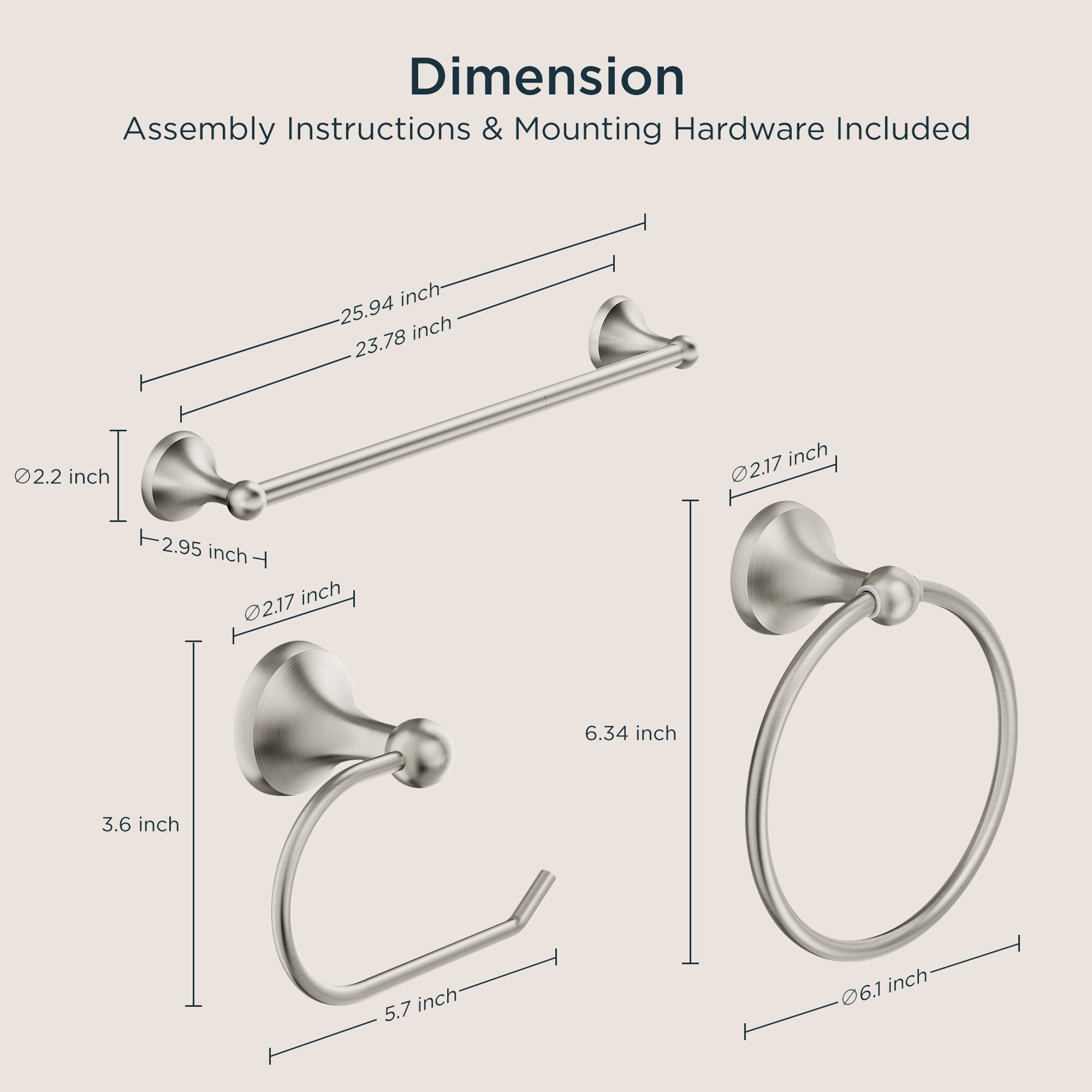 FORIOUS LL19102BN3A Decorative-Bath-Hardware-Kits - View #5