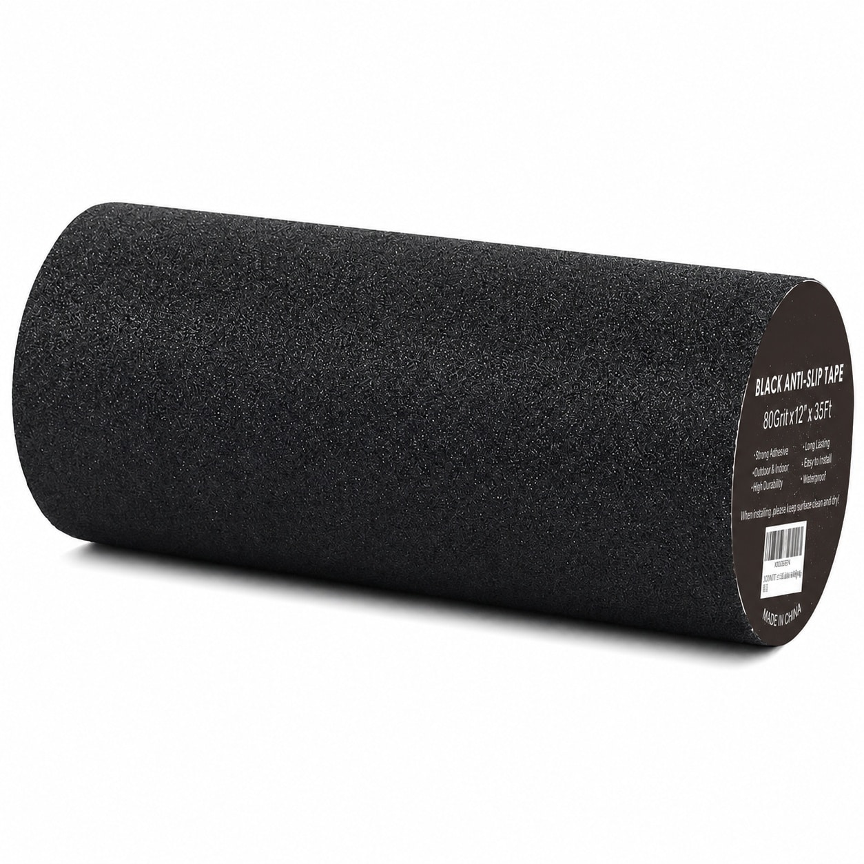 Etokfoks  12 in x 35 ft Heavy Duty Anti Slip Tape 80 Grit Waterproof Non Skid Safety Tread for Stairs Indoor Outdoor