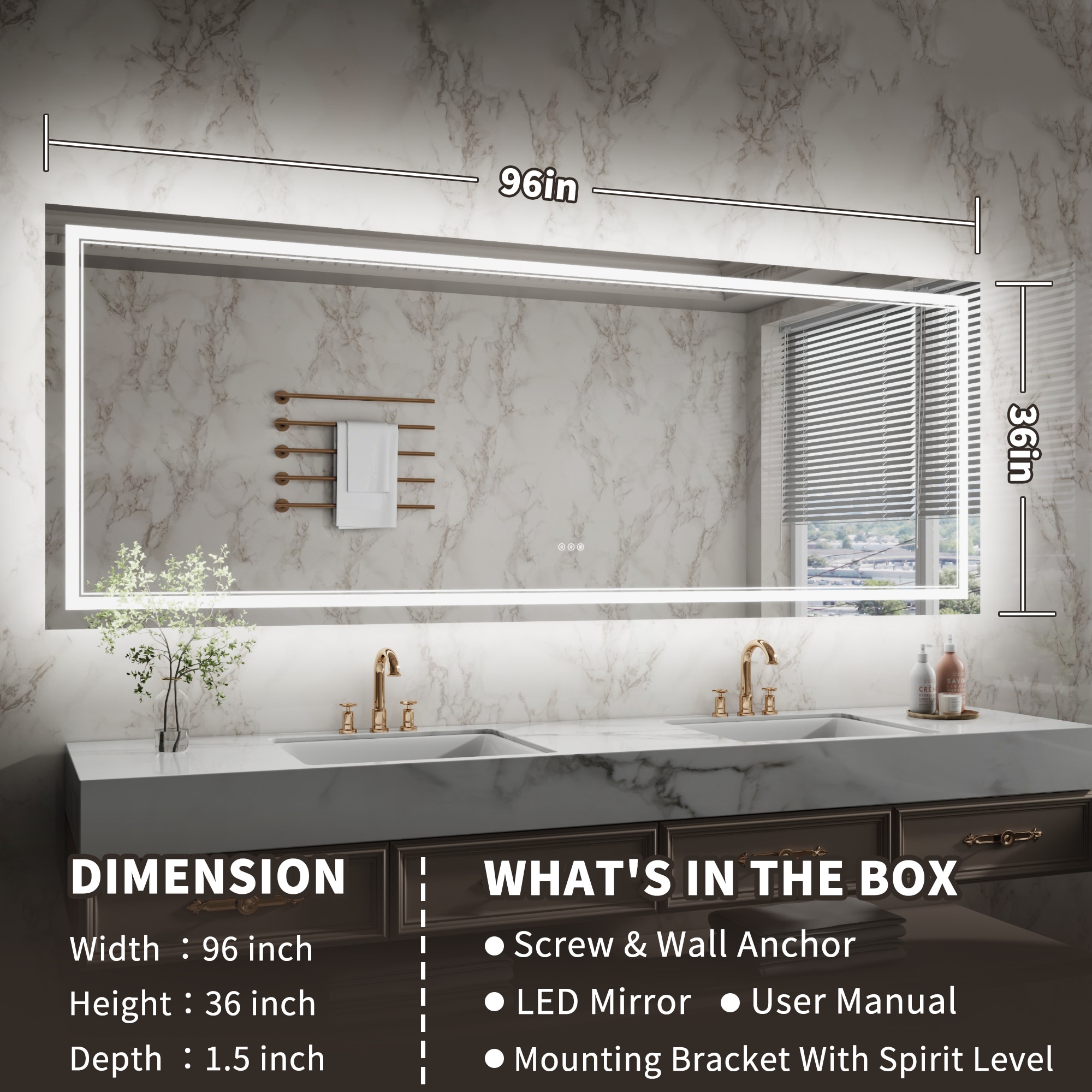 ExBrite EXBM6036V12 Framed-Bath-Mirrors - View #2