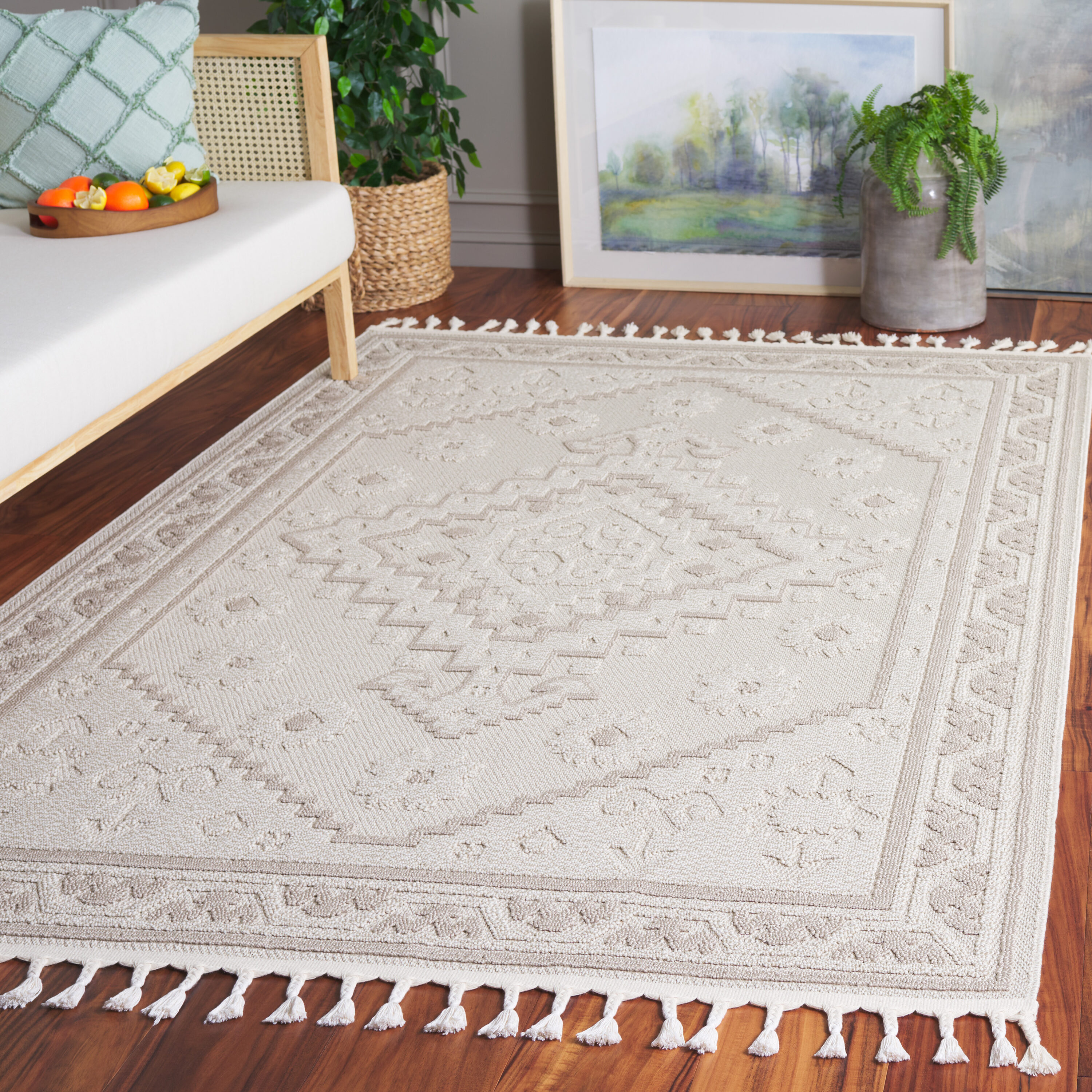 Paros 104A Ivory 5 x 7 Rectangular Area rug