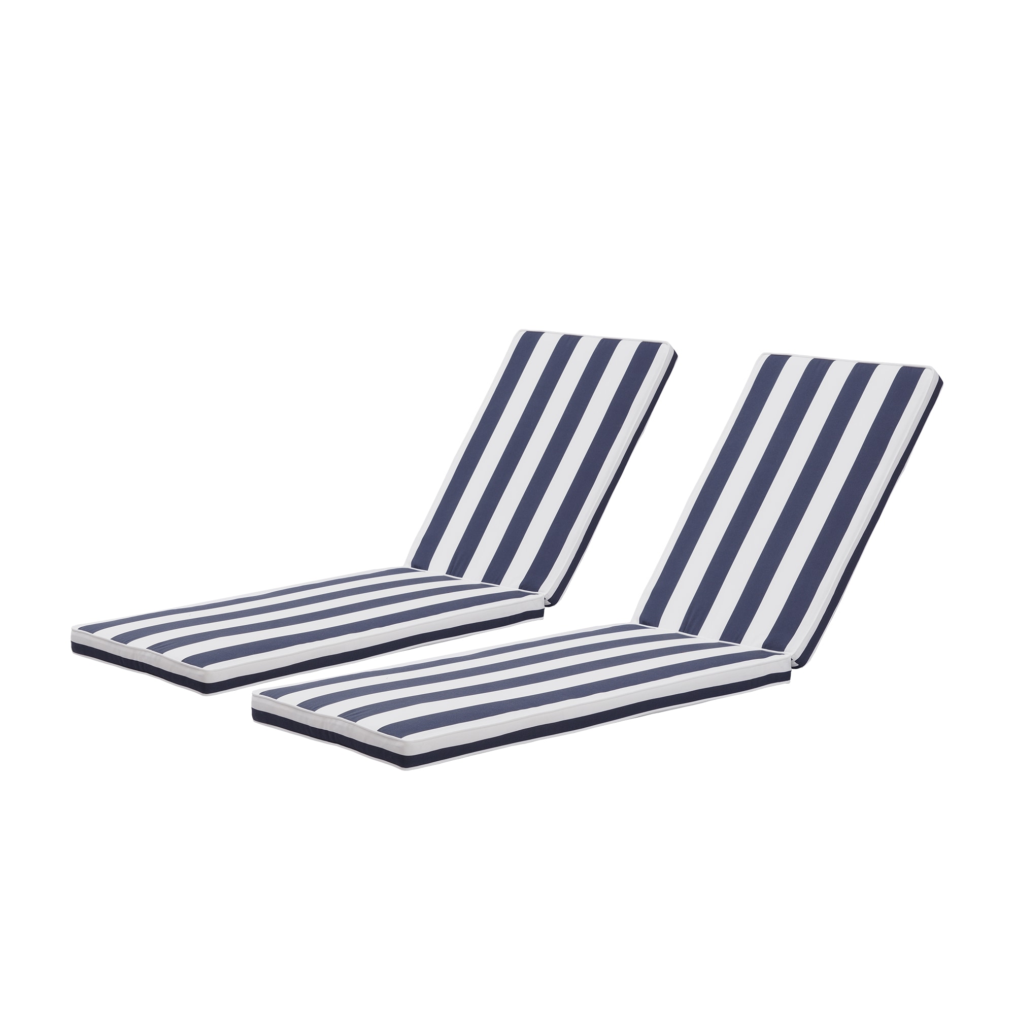 AAZJ BYO-40599 Patio Furniture Cushions 42.91-in x 22.05-in 2 -Piece Blue And White Patio chaise lounge chair cushion