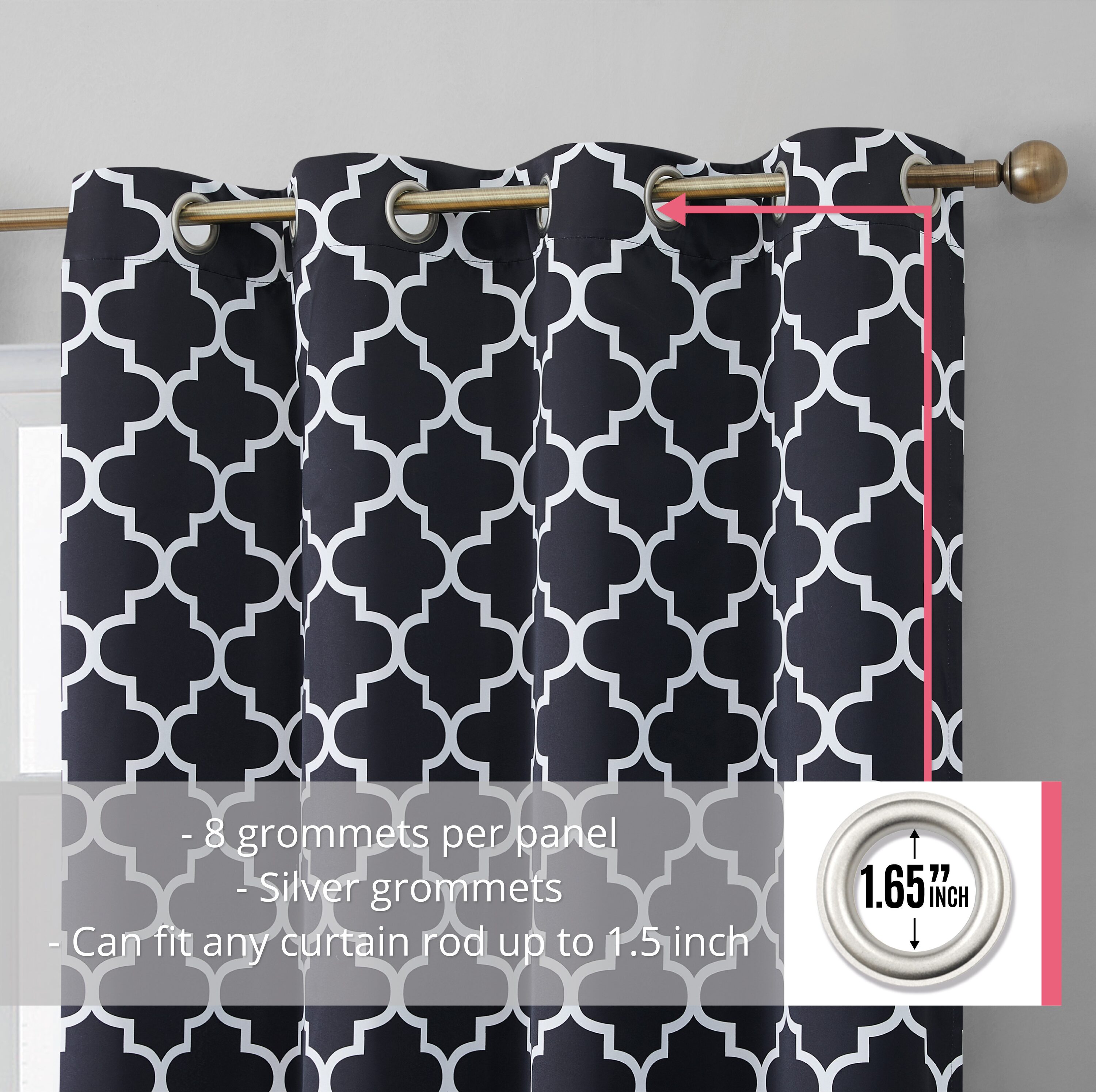 HLC.me LTTCPRNT-3784BLK curtains - View #2