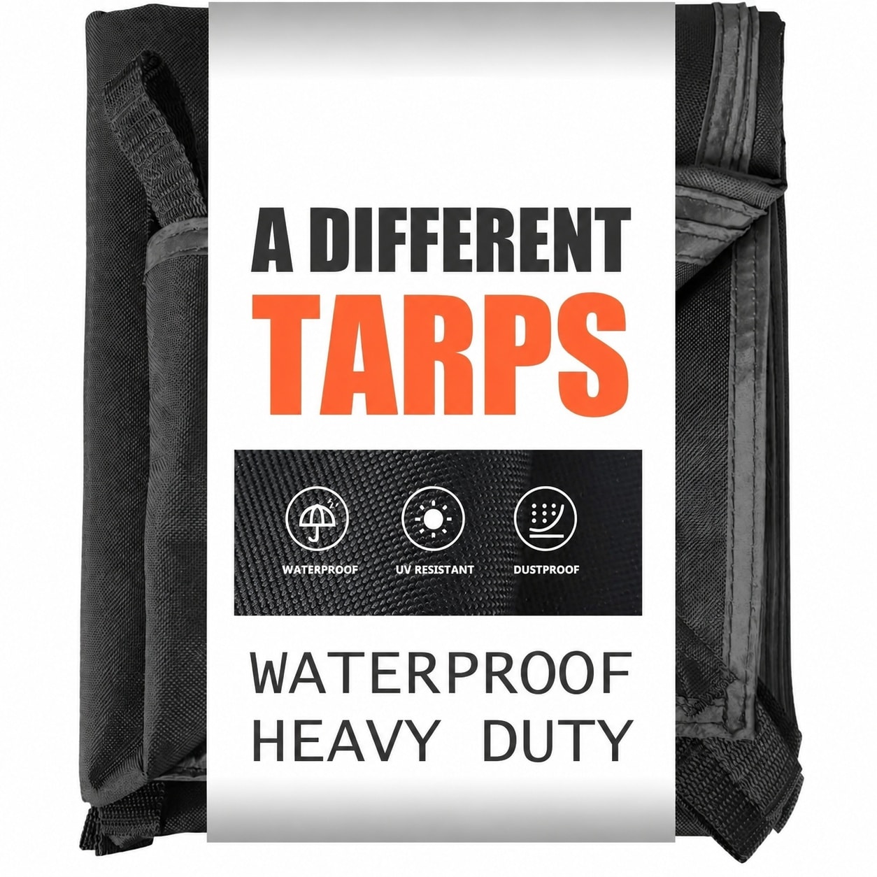 JVFCXXV  20 Mil Black Waterproof Tarp 4 by 6 Feet Heavy Duty Canvas Cover for Outdoor Use Truck Bed Roof Boats Pool Woodpile Robust Rip Tear Proof
