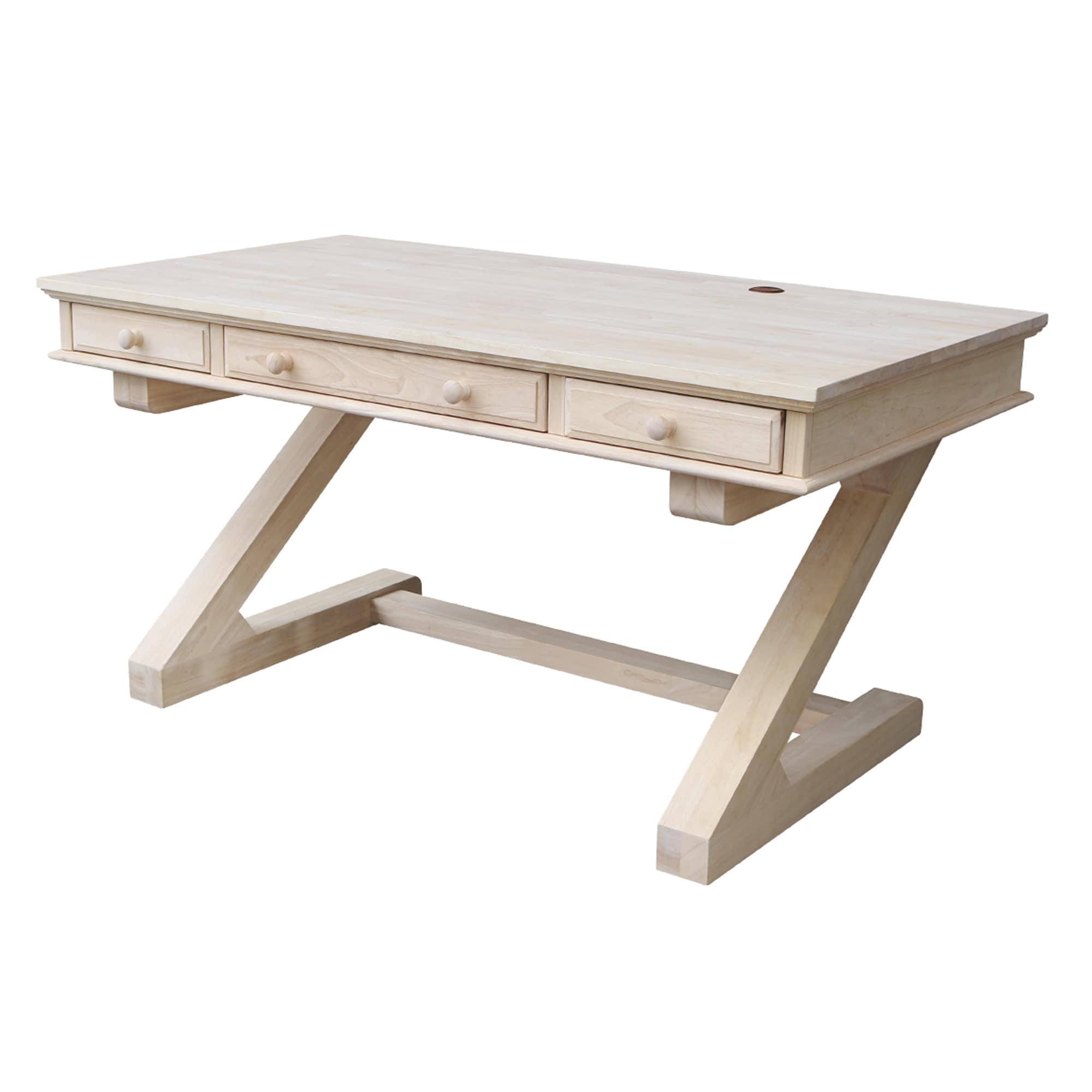 International Concepts K-OF64T-64Z 60-in Brown Traditional Rubberwood Executive Desk