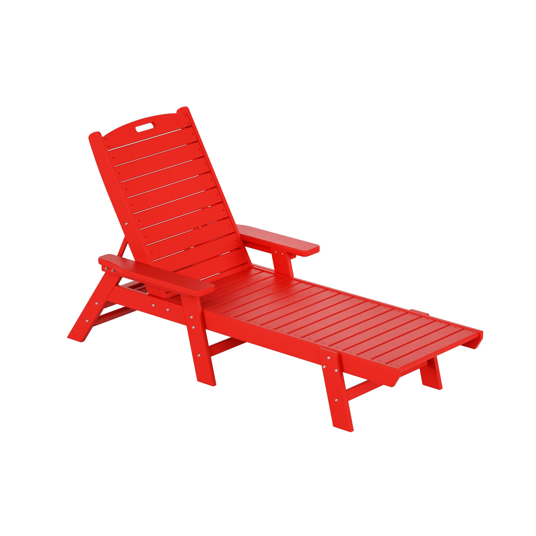 Laguna Red Plastic Chaise Beach Lounger with Arms