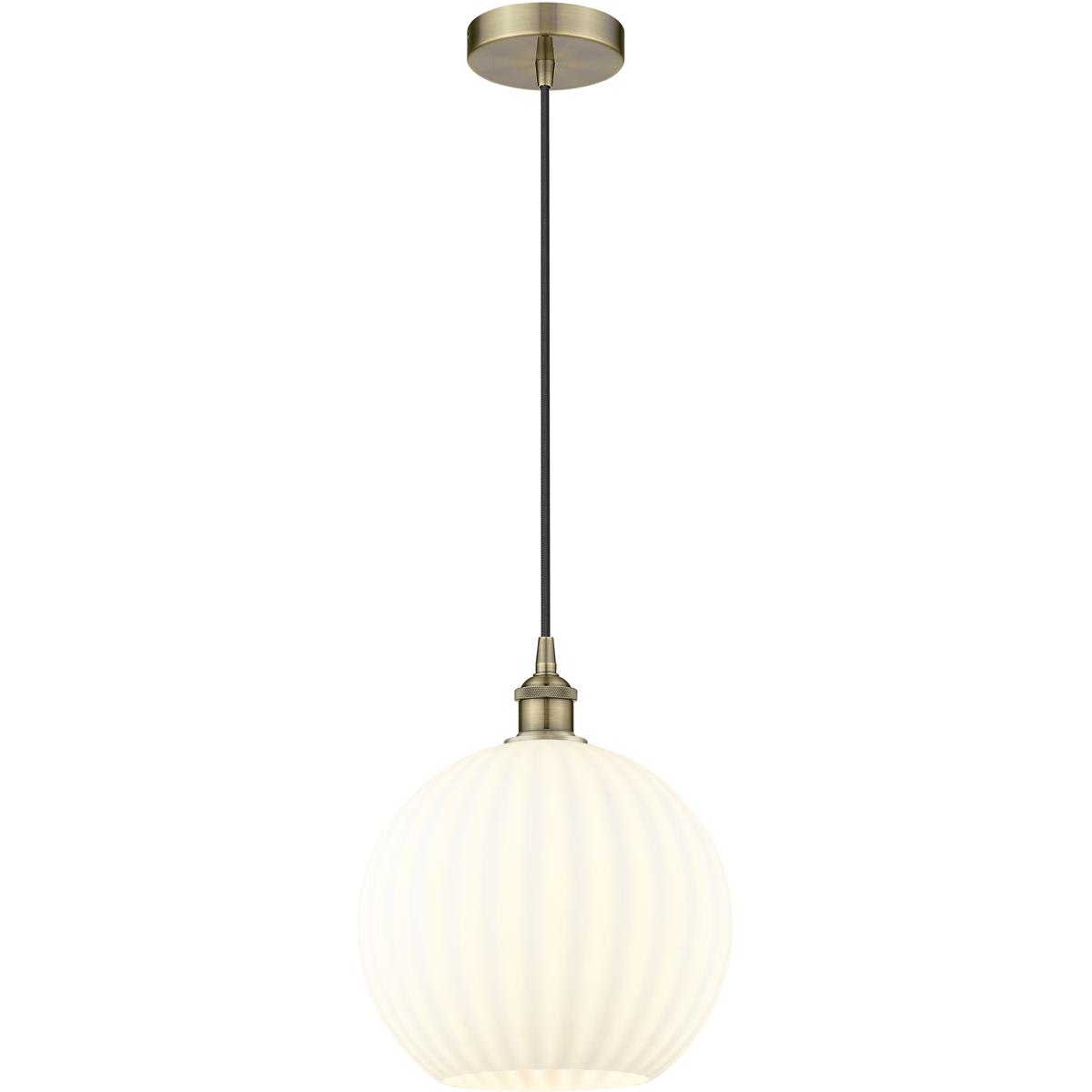 Innovations Lighting - 616-1P-AB-G1217-12WV Edison White Venetian Pendant Antique Brass
