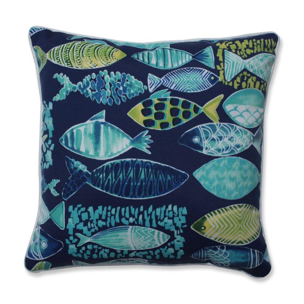 Pillow Perfect Hooked Lagoon 2-Piece 16-1/2-in x 16-1/2-in Blue Indoor ...