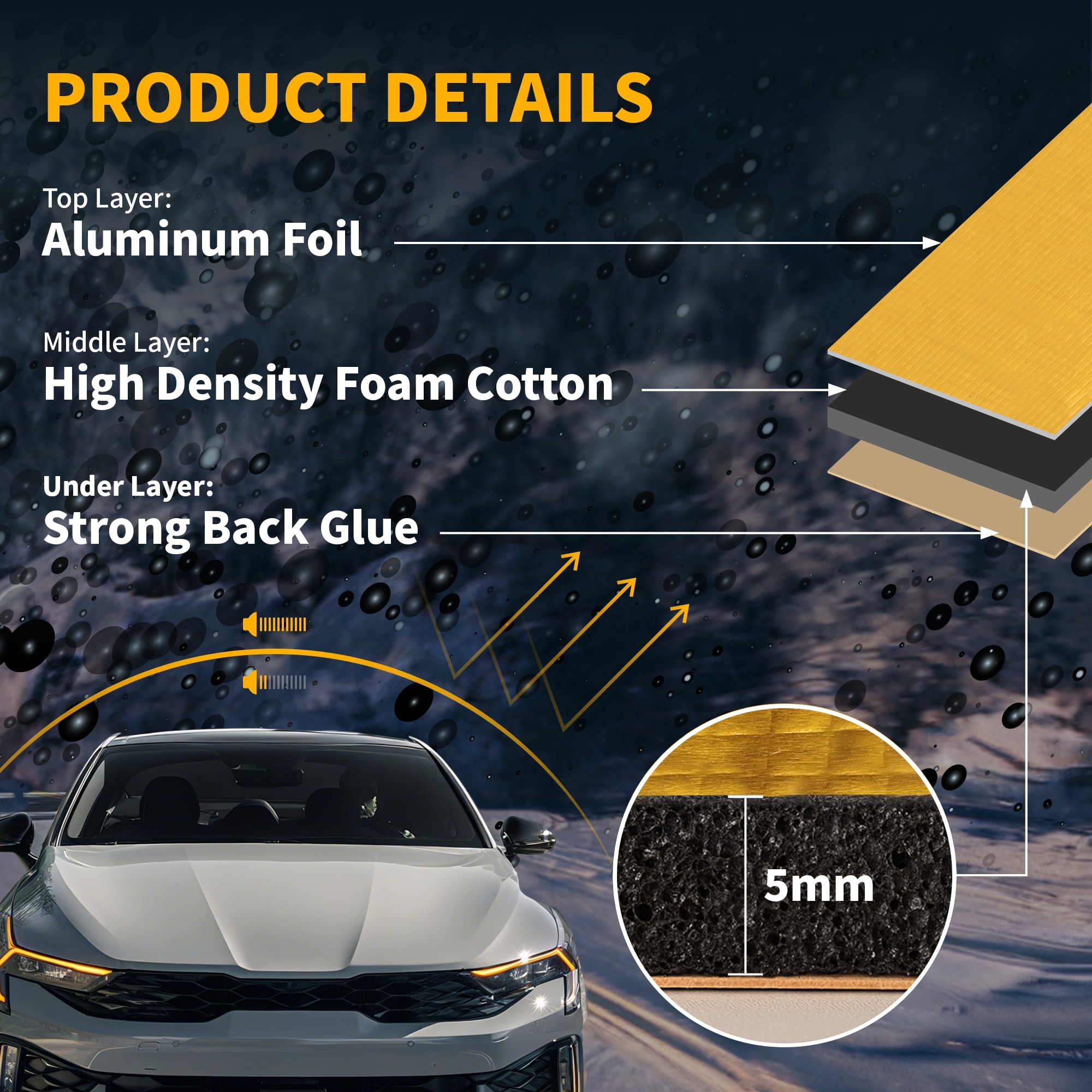 Unique Bargains 197mil 5mm 21.5sqft Sound Deadening Mat Aluminum Foil ...