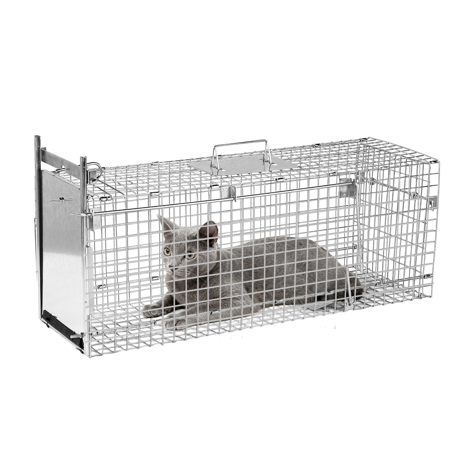 Misopily 32-inch folding live animal trap cage features a sensitive ...