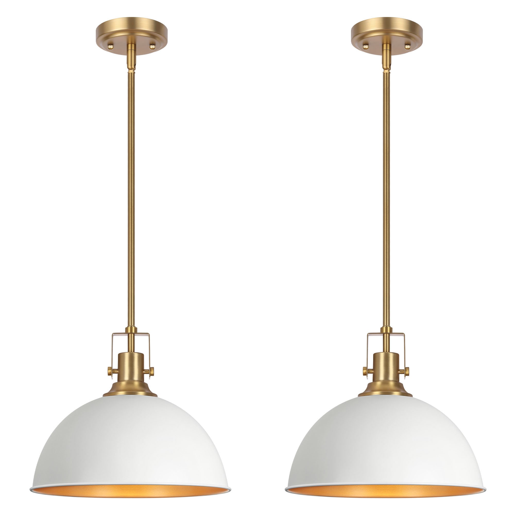 LamQee 13-in Modern Industrial 1-Light Dome Metal Pendant Light White for Kitchen Island