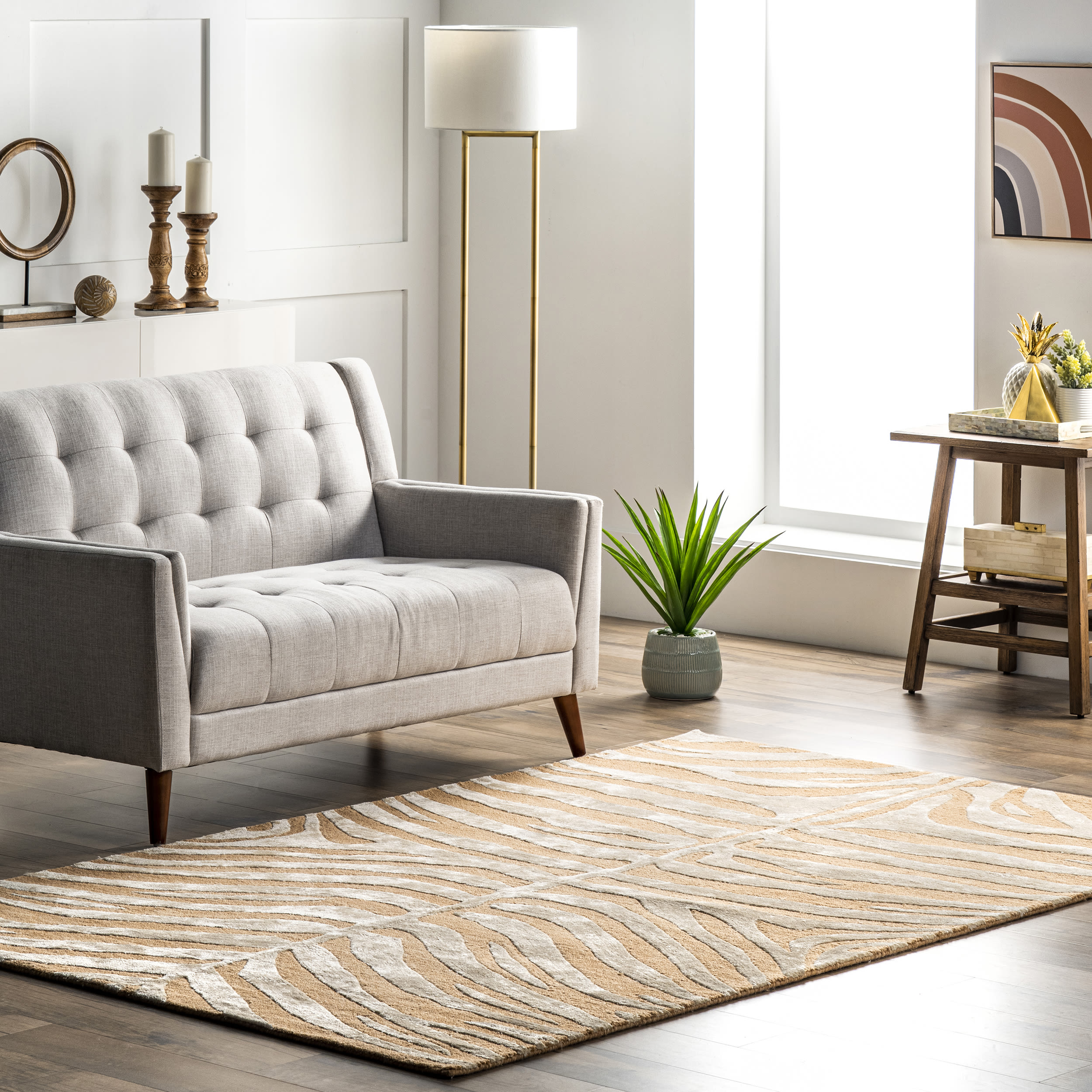 nuLOOM ZF5D-8010 Feral 8 x 10 (ft) Tufted Synthetic Tan Rectangular Indoor Animal print Area rug