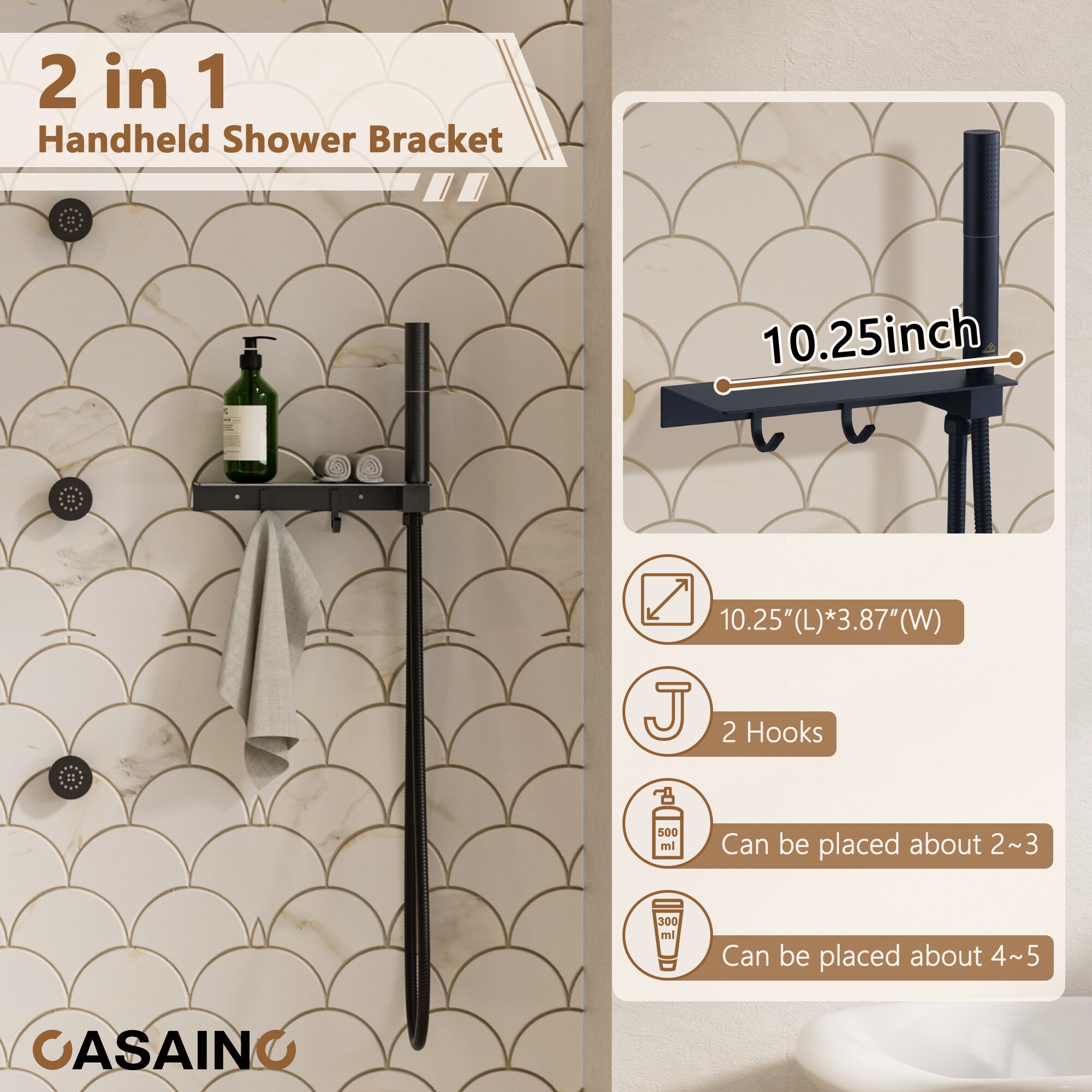 CASAINC KCHS0005-12MB Showerhead-Bar-Panels - View #9