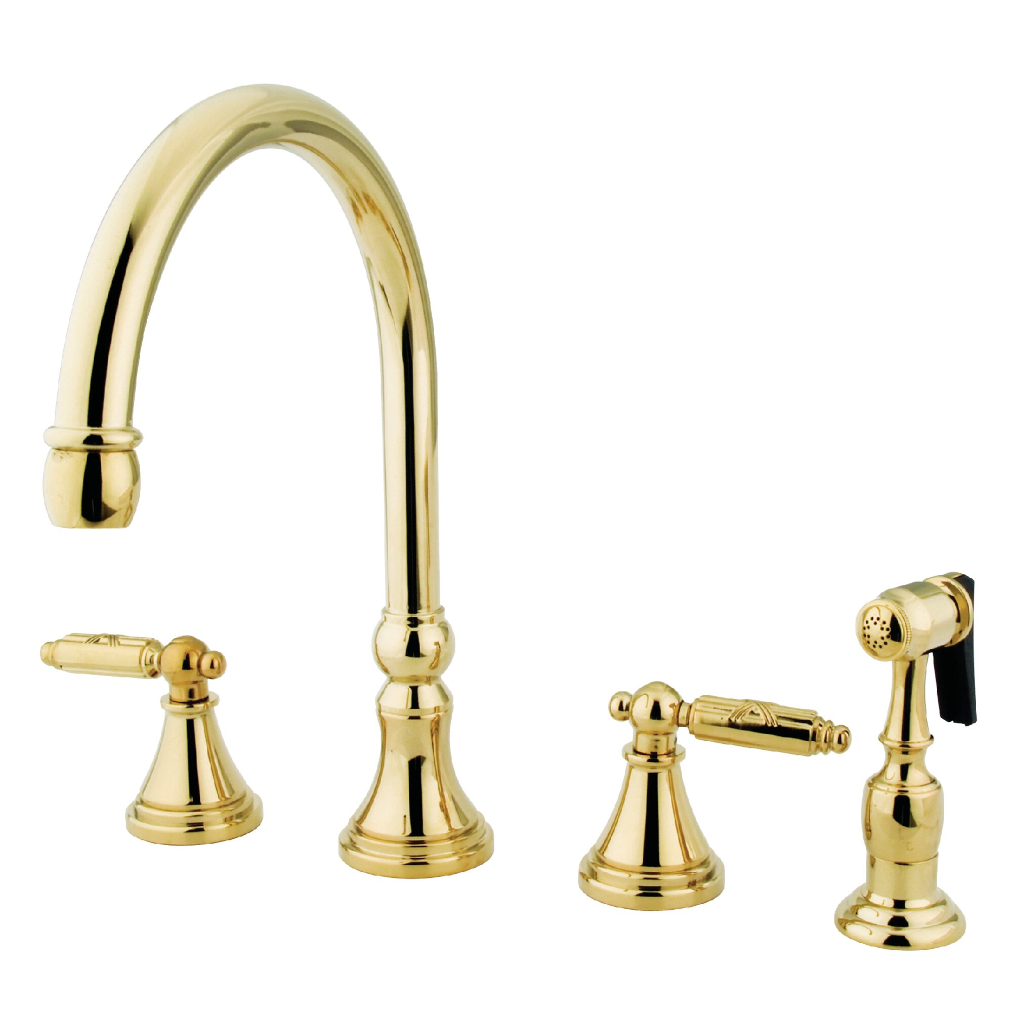 Kingston Brass WLGS2792GLBS Polished Brass Double Handle Deck-mount Kitchen Faucet ( Side Sprayer Included )