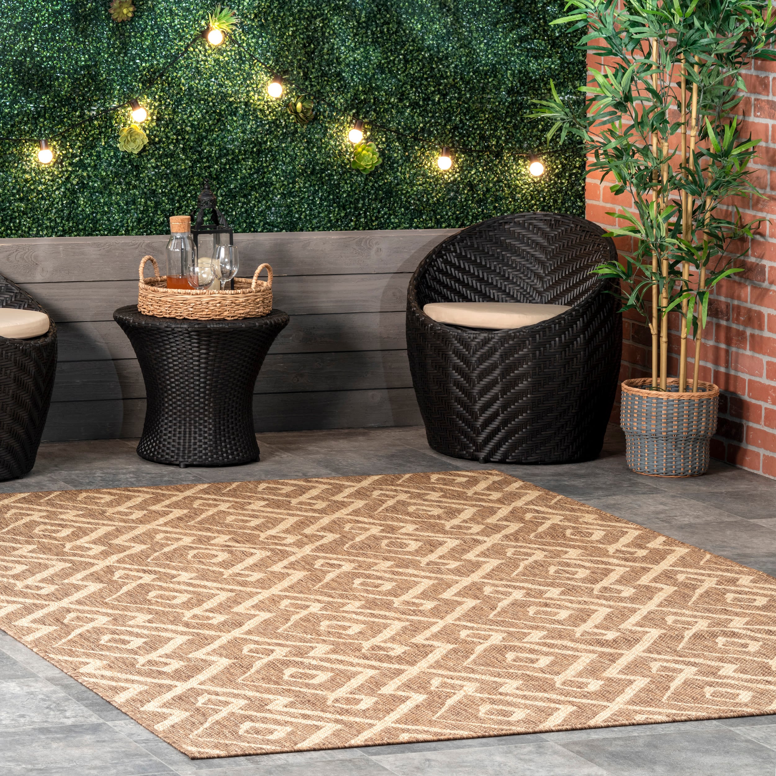 nuLOOM GBCB17B-406 Cabana 4 x 6 (ft) Loomed Polypropylene Beige Rectangular Indoor/Outdoor Trellis Area rug