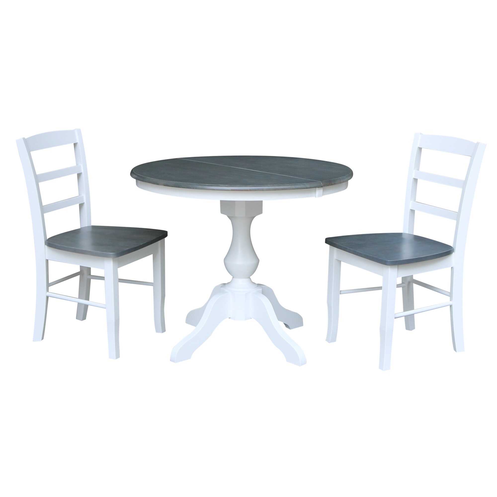 International Concepts K05-36RXT-11B-C2-2 White/heather gray Traditional Dining Room Set with Round Table ( Seats 2 )