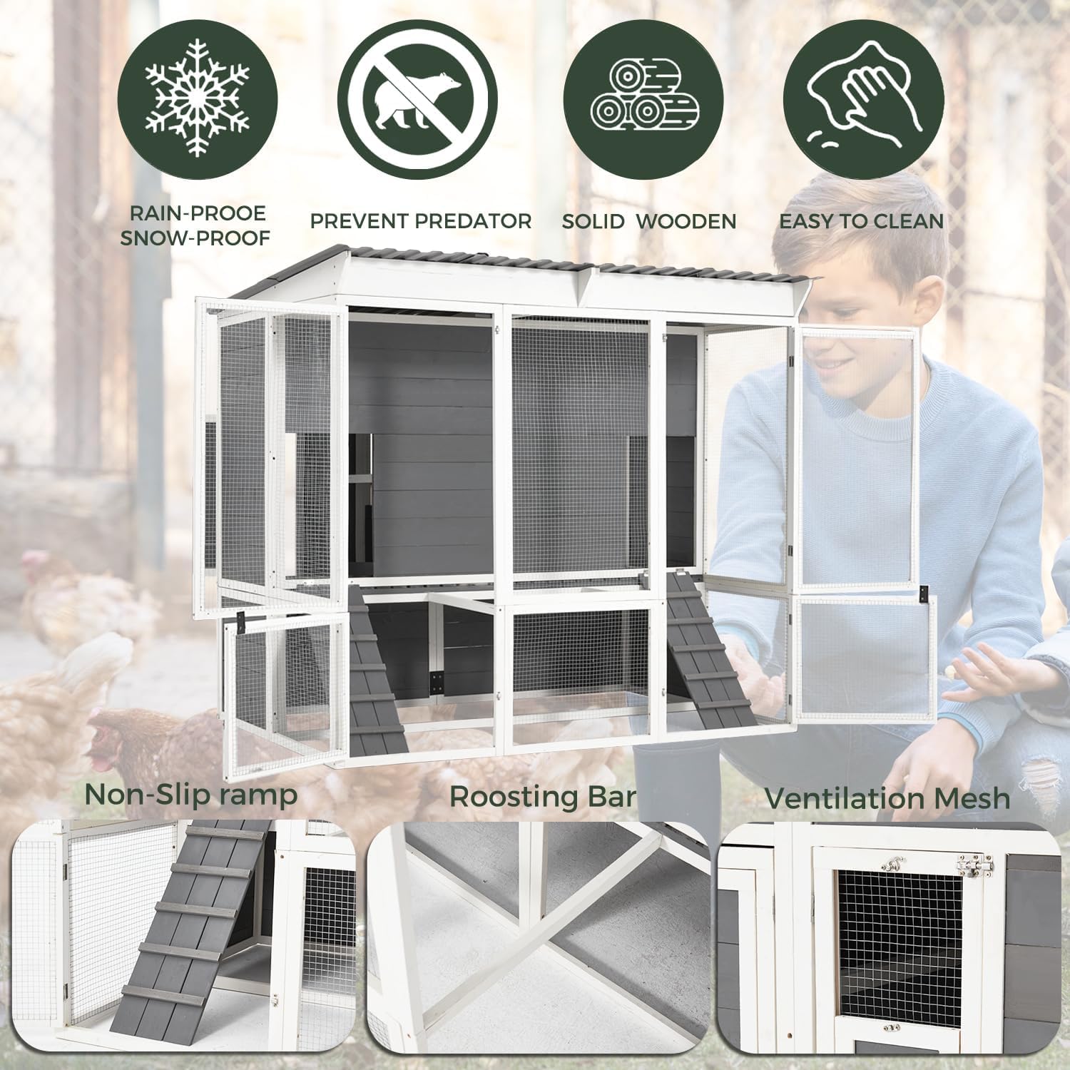 AECOJOY 12094GR-LS02 Chicken-Coops-Rabbit-Hutches - View #3