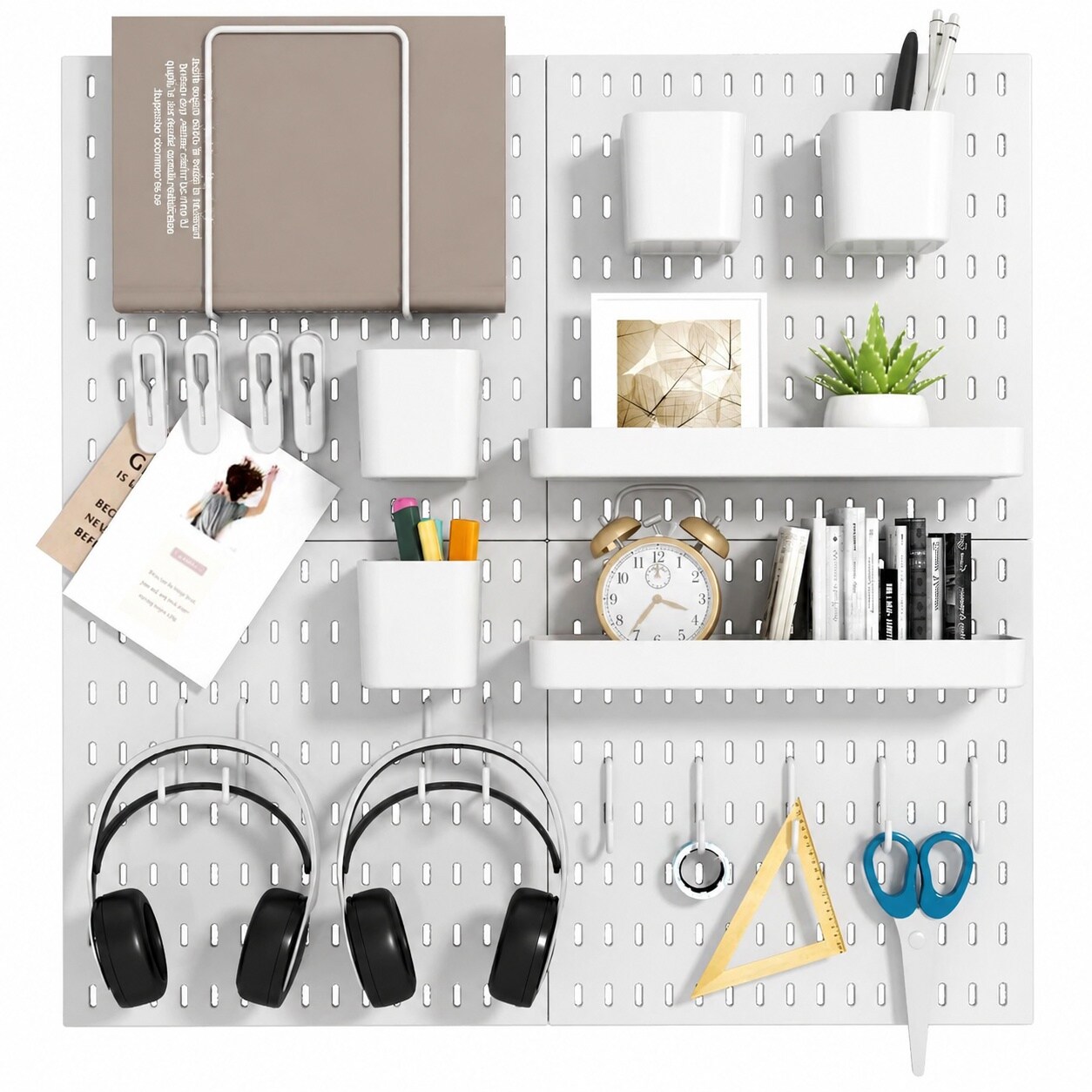Yichuhaoxi  Pegboard Combination Kit Nail Free Installation 4 Panel Kit with 20 Accessories Wall Organizer for Office Nursery Garage Storage