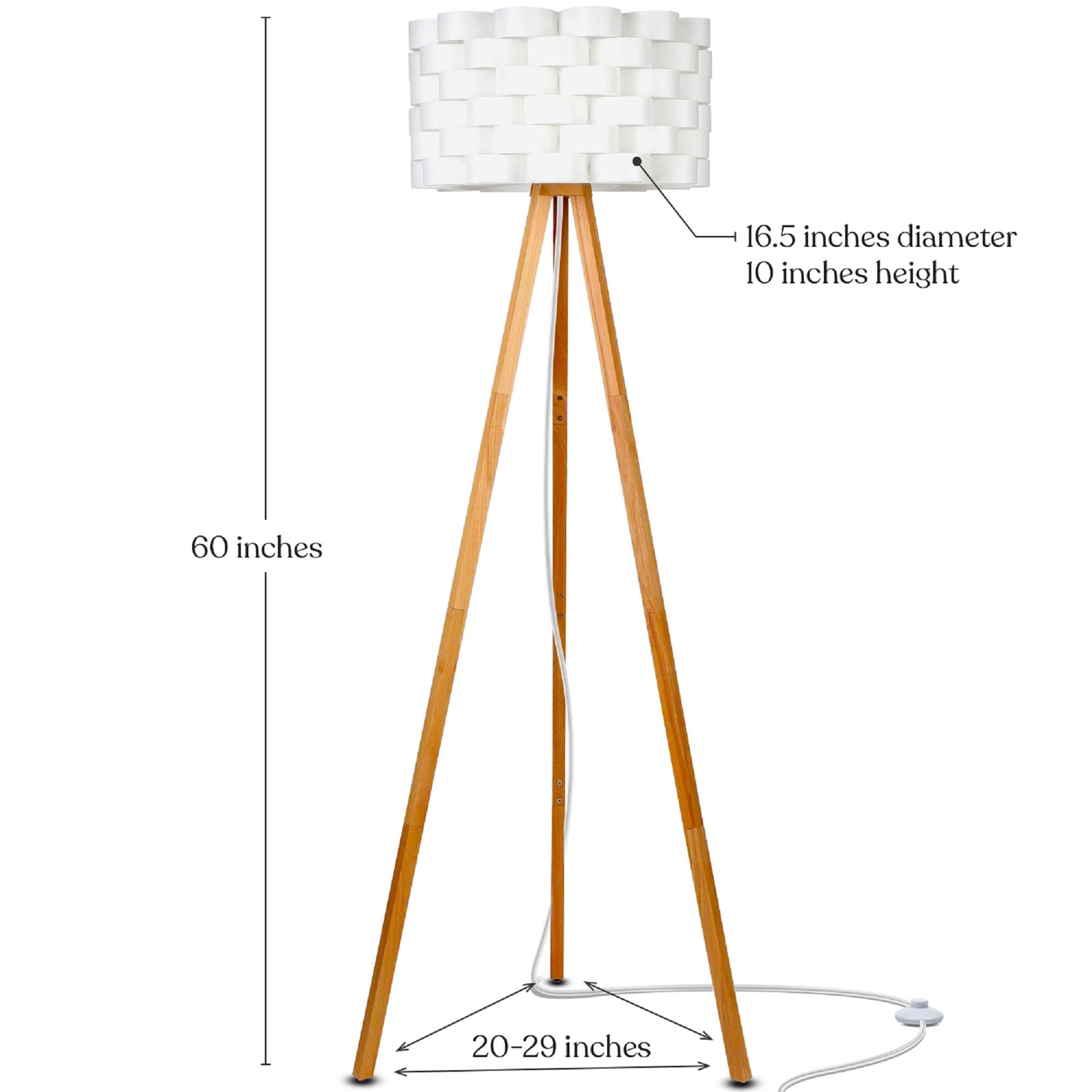 Alexa-Enabled White Wood Tripod LED Floor Lamp for Kids' Nursery
