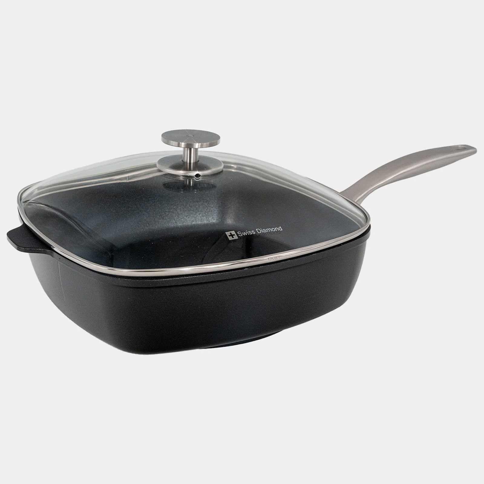 Swiss Diamond CHD Nonstick Square Saute Pan with Glass Lid 11Inch x 11Inch #CHD66283C