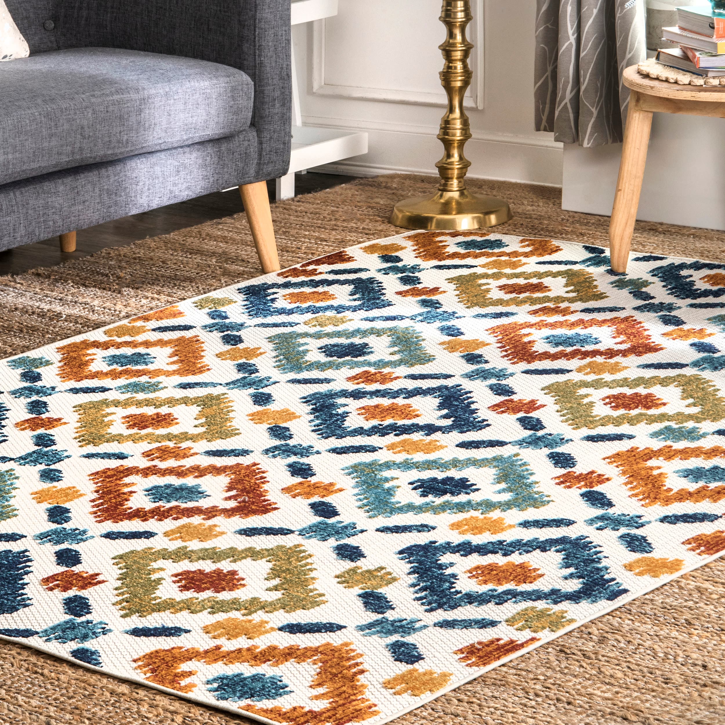 nuLOOM MLCL04A-406 Labyrinth 4 x 6 (ft) Loomed Polypropylene Multi Rectangular Indoor/Outdoor Trellis Area rug