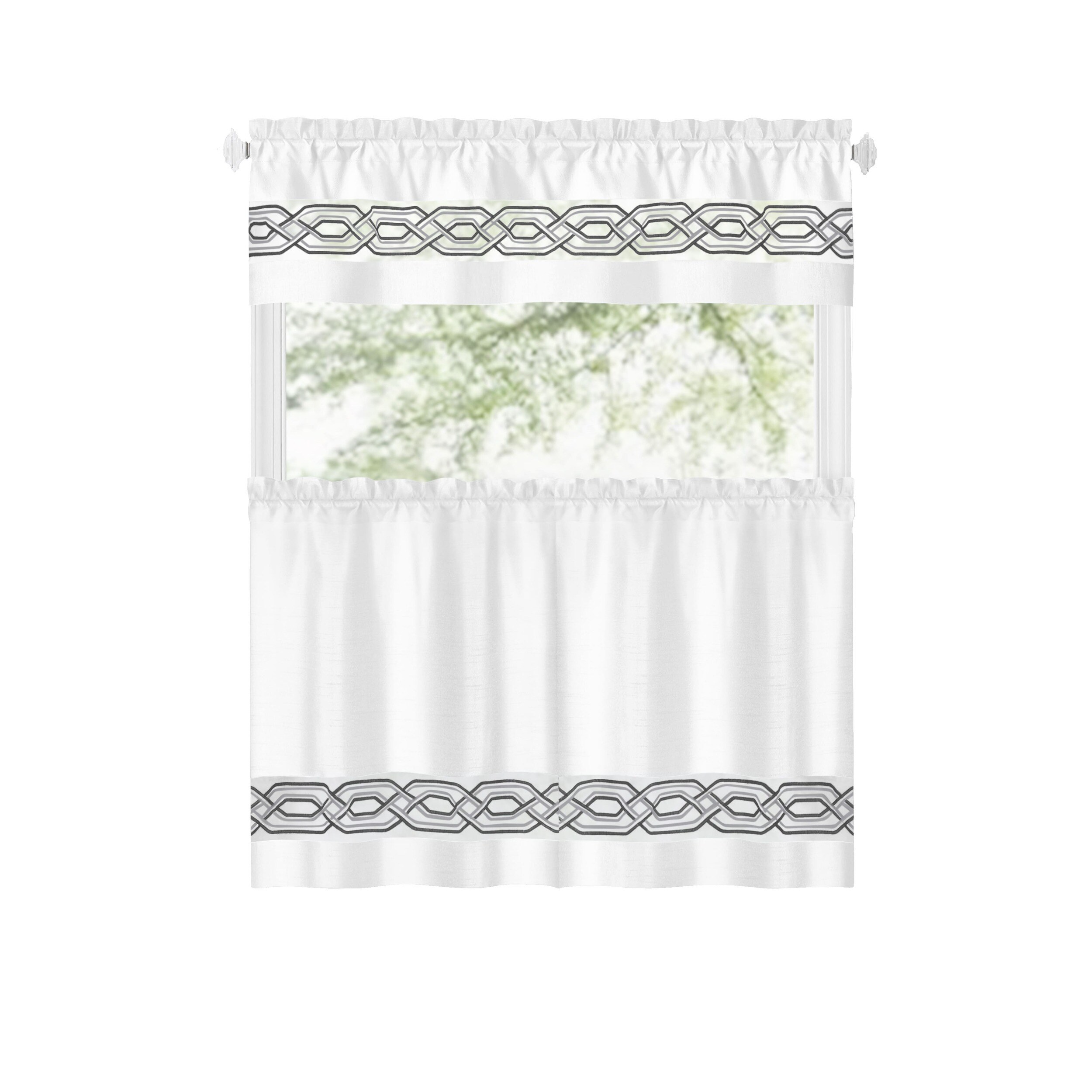 Achim PATV36WT12 Paige 36-Inches White Polyester Rod pocket Valance and tier set