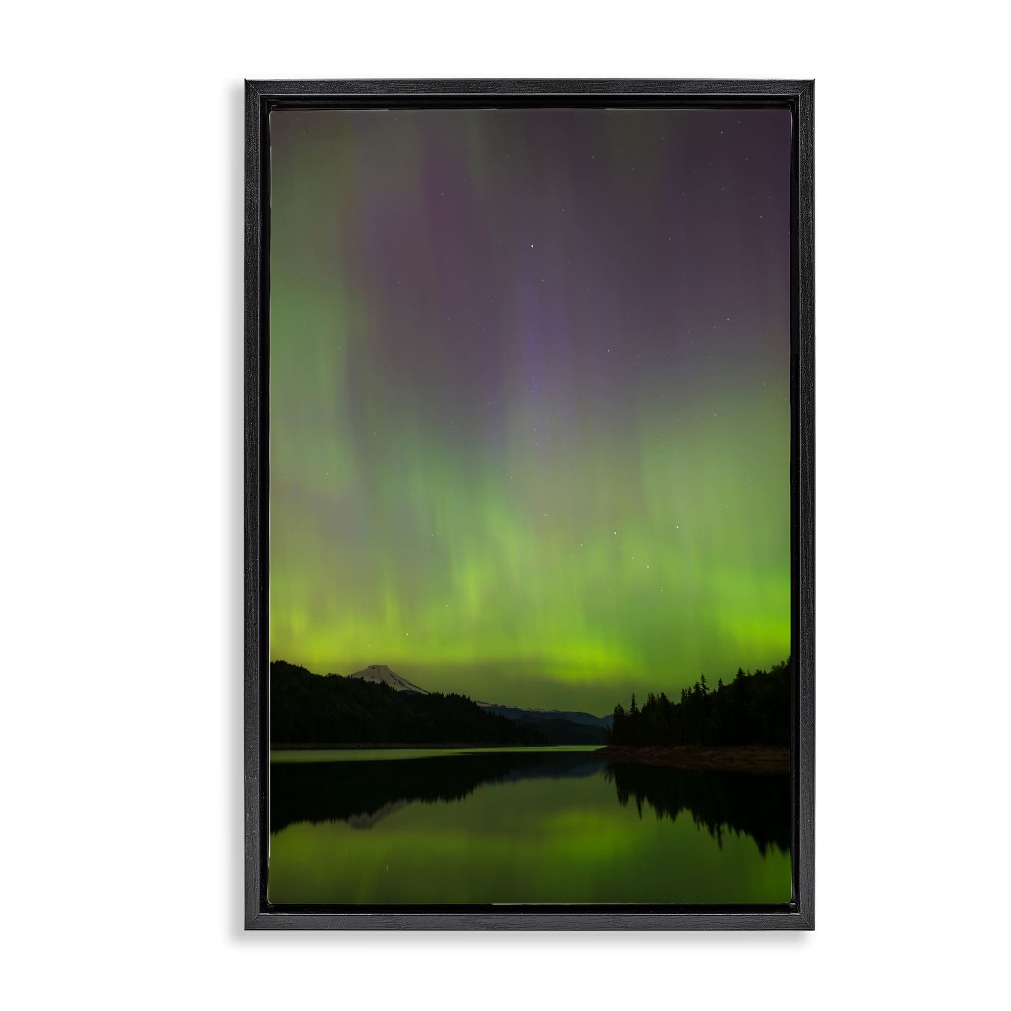 Stupell Industries BS-633-FFB-20X30 Green Aurora Landscape Black Framed Floater Canvas Wall Art By Nancy Crowell 21 x 31