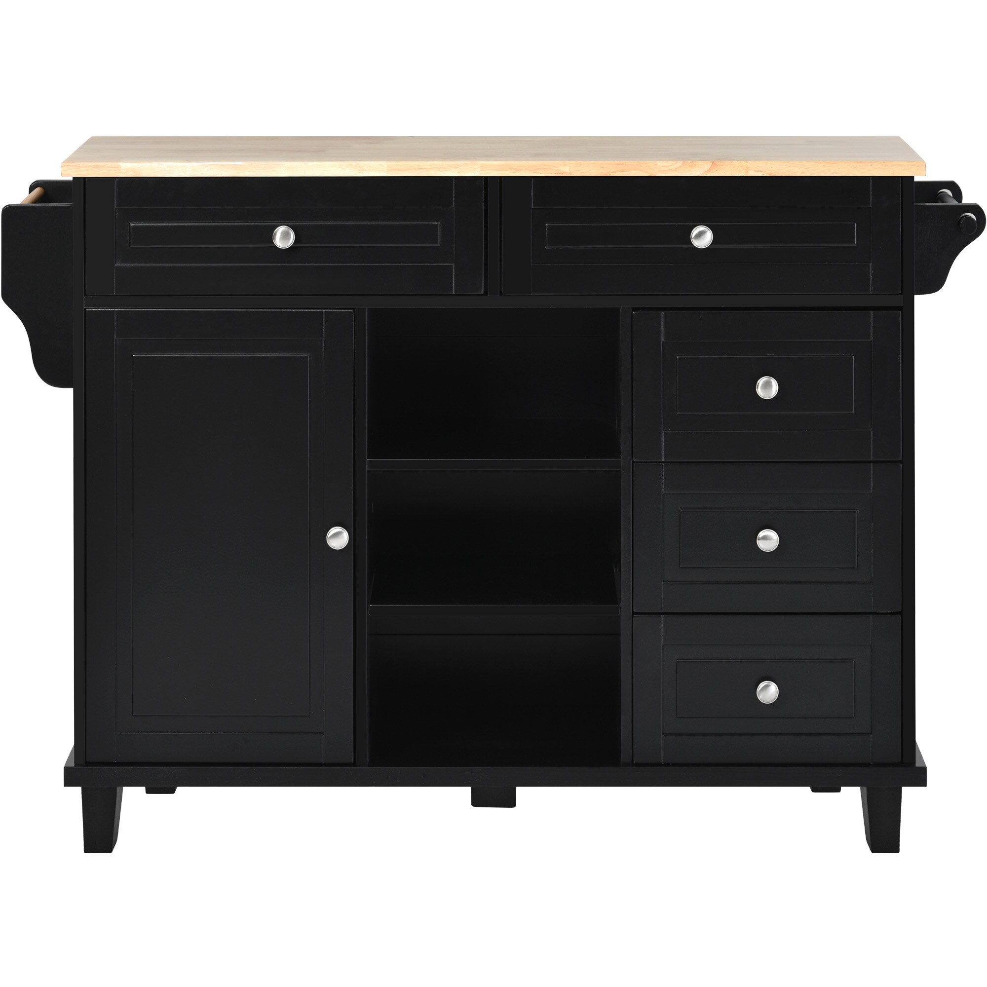 CESICIA Black Wood Base with Wood Top Rolling Kitchen Island (18.1-in x ...