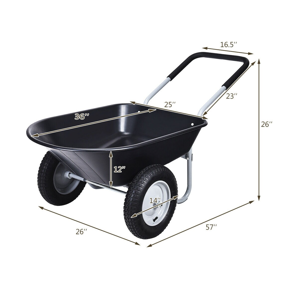 WELLFOR TSG35154BK wheelbarrow - View #3