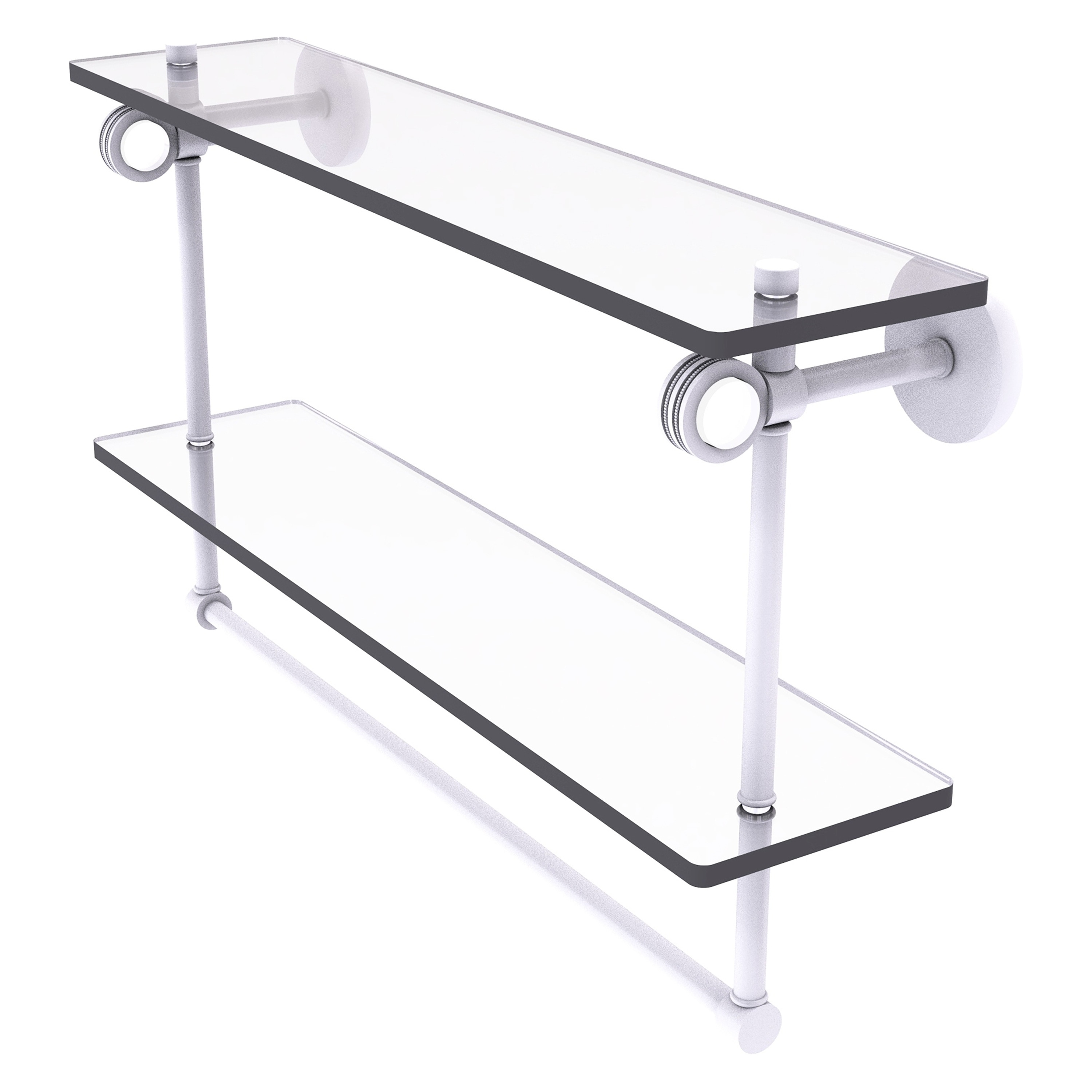 Allied Brass CV-2TBD-22-WHM Clearview Matte White 2 -Tier Wall mount Bathroom Shelf ( 22-in x 12.8-in x 5-in )