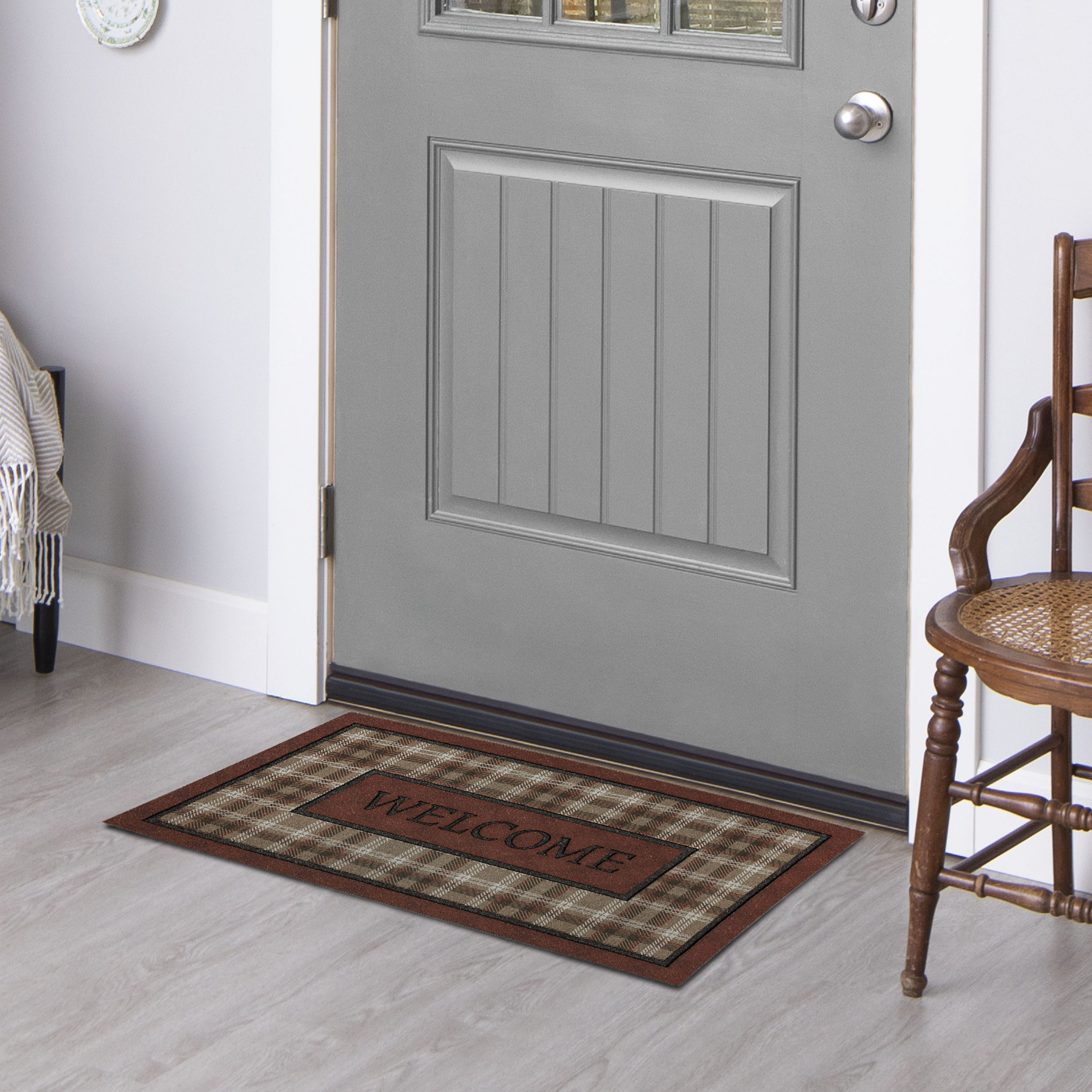 Project Source 00086093423032 1-1/2-ft x 2-1/2-ft Brown/Rust Outdoor Fall Door Mat