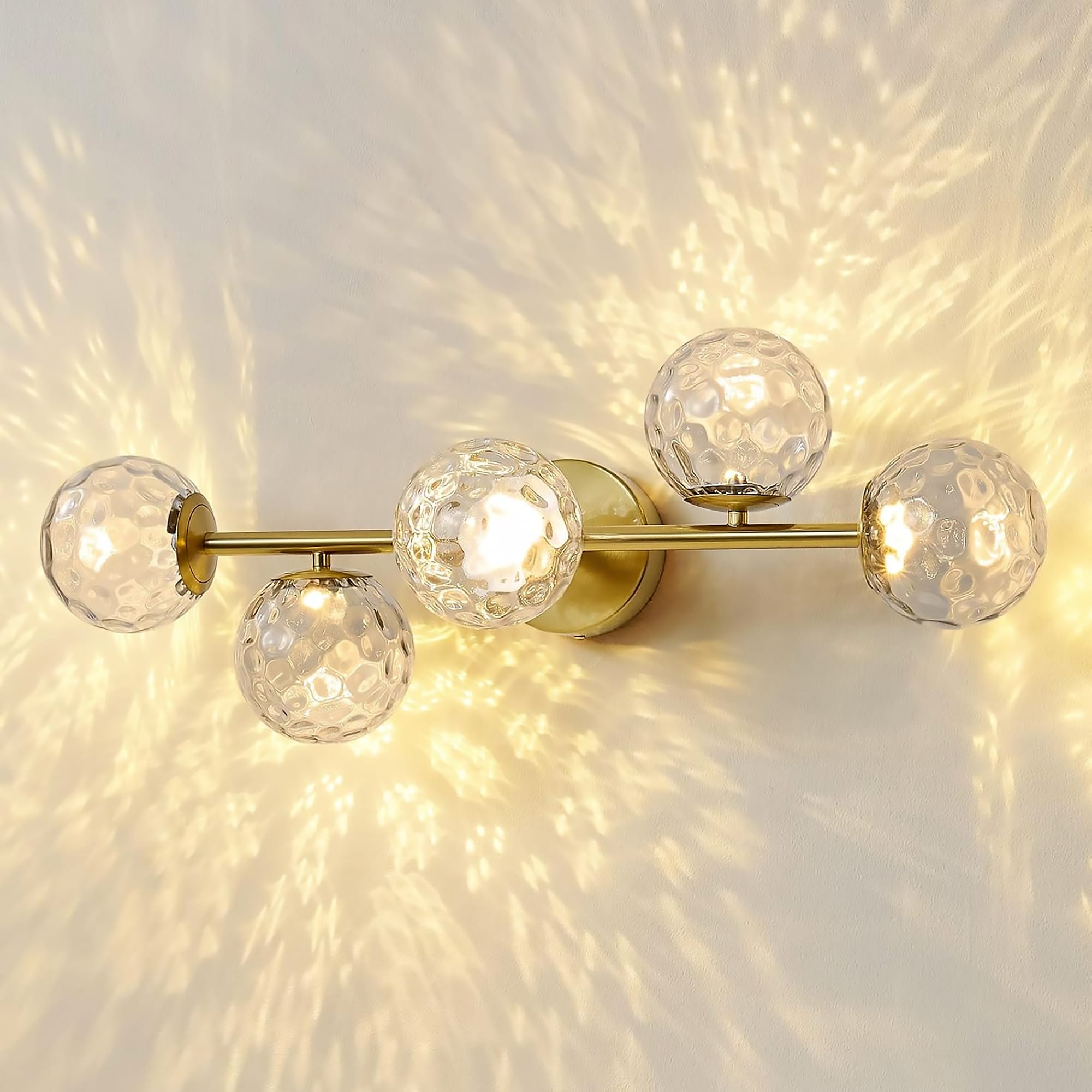 BABOOM Bathroom Vanity Light Fixture 27-in 5 Light Brushed Gold Integrated LED Modern/contemporary Vanity light