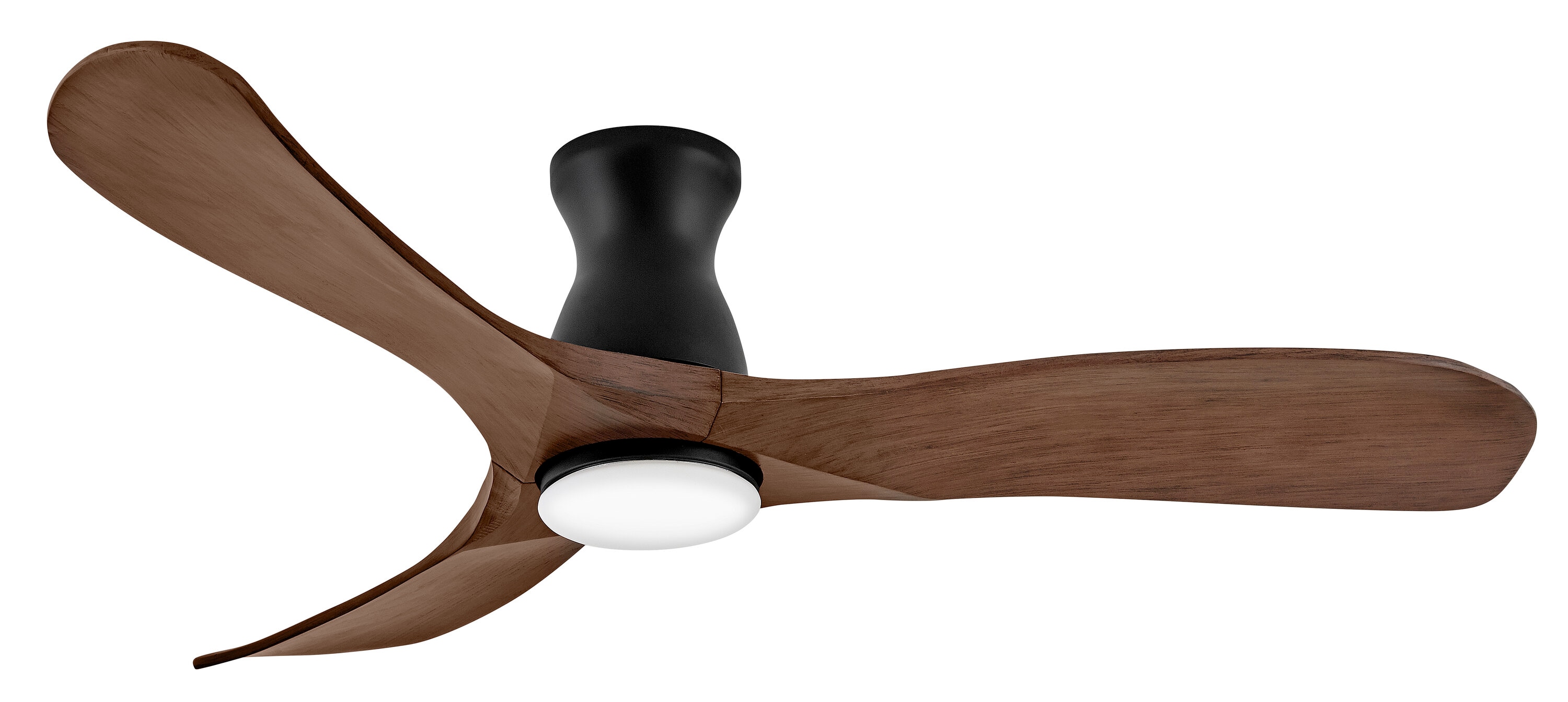 Hinkley 903456FWB-LDD Swell Flush Illuminated 56-in Integrated LED Outdoor Flush Mount Smart Matte Black with Walnut Blades Ceiling Fan With Light - Remote Included ( 3 -Blade )