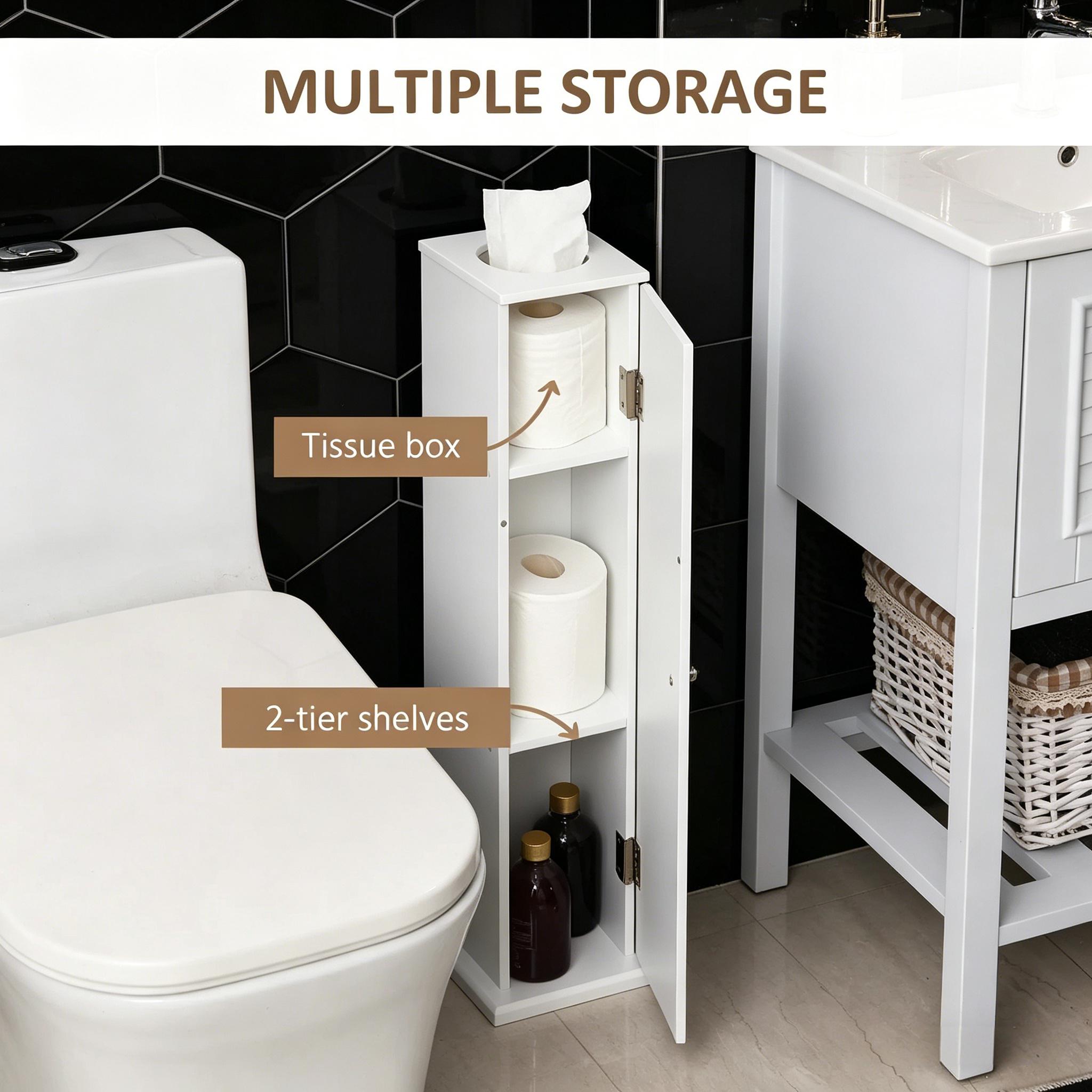 LUXEYARD Small Toilet Paper Cabinet Bathroom Corner Cabinet with Doors and Shelves