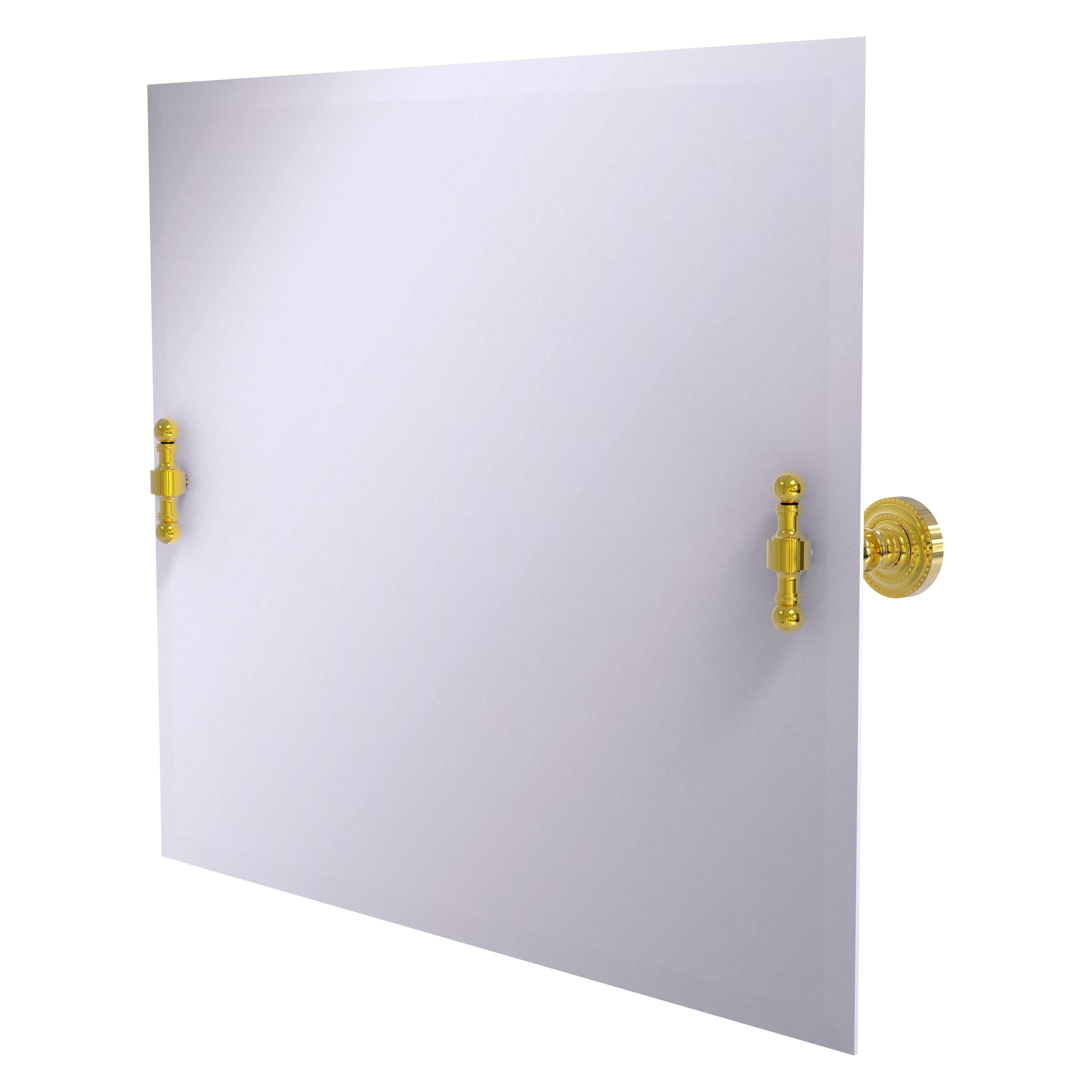 Allied Brass RD-93-PB Retro Dot 26-Inches x 21-Inches Beveled Frameless Rectangle Tilting Bathroom Vanity Mirror ( Polished Brass )