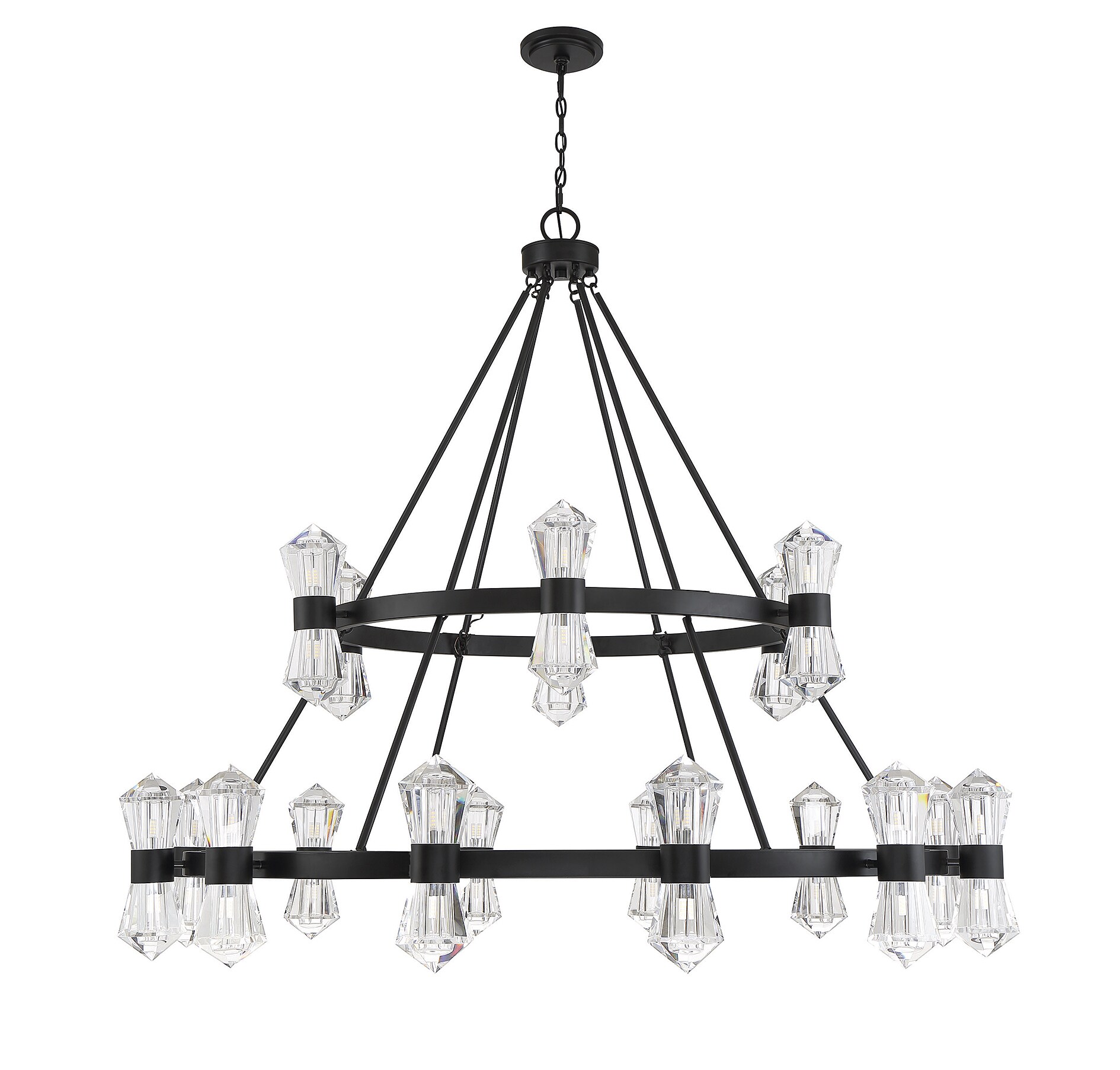 Modern Matte Black 36-Light Crystal Empire Chandelier