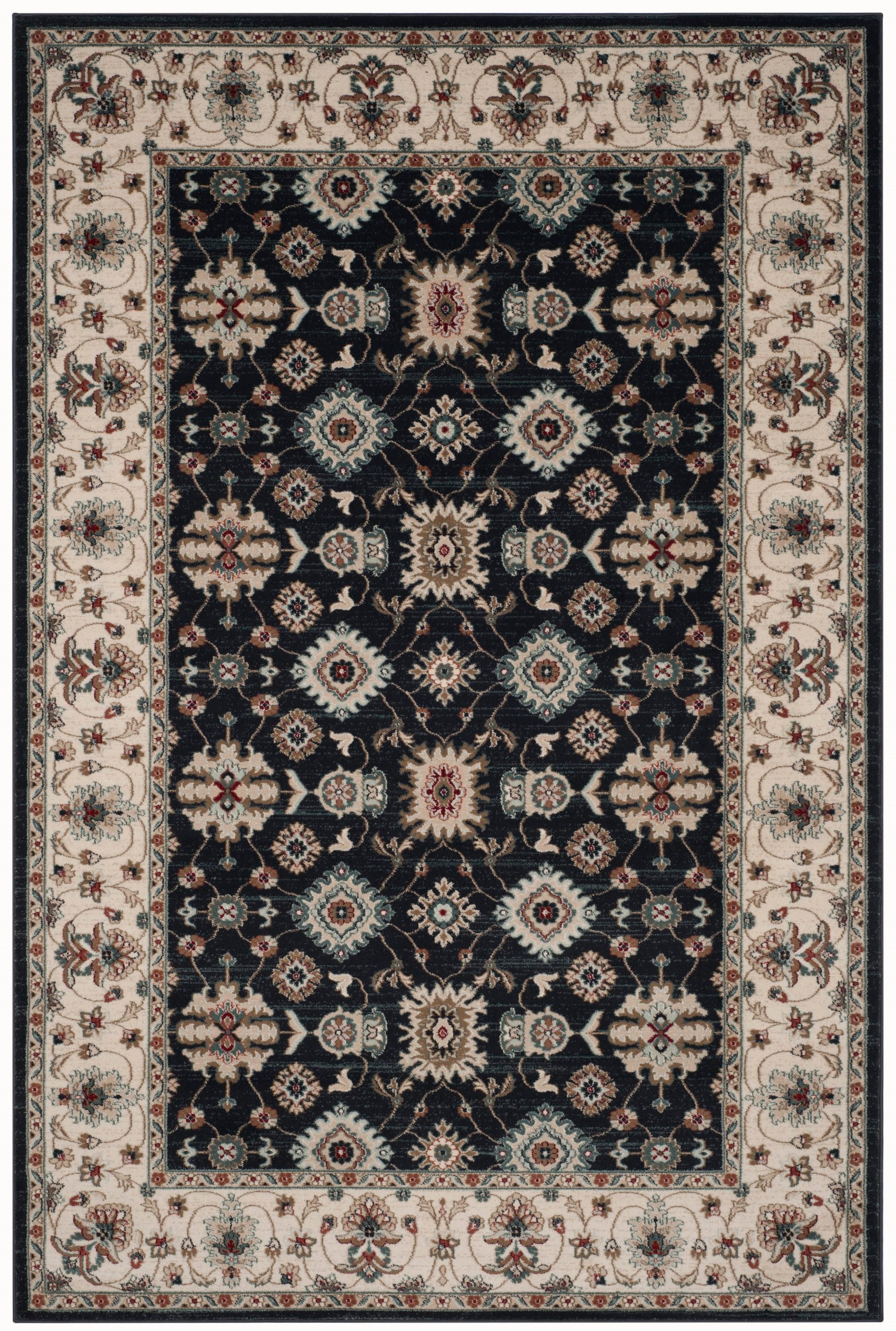 Safavieh LNH332P-810 Lyndhurst Samadan 8 x 10 (ft) Loomed Polypropylene Navy/Creme Rectangular Indoor Floral/Botanical Oriental Area rug