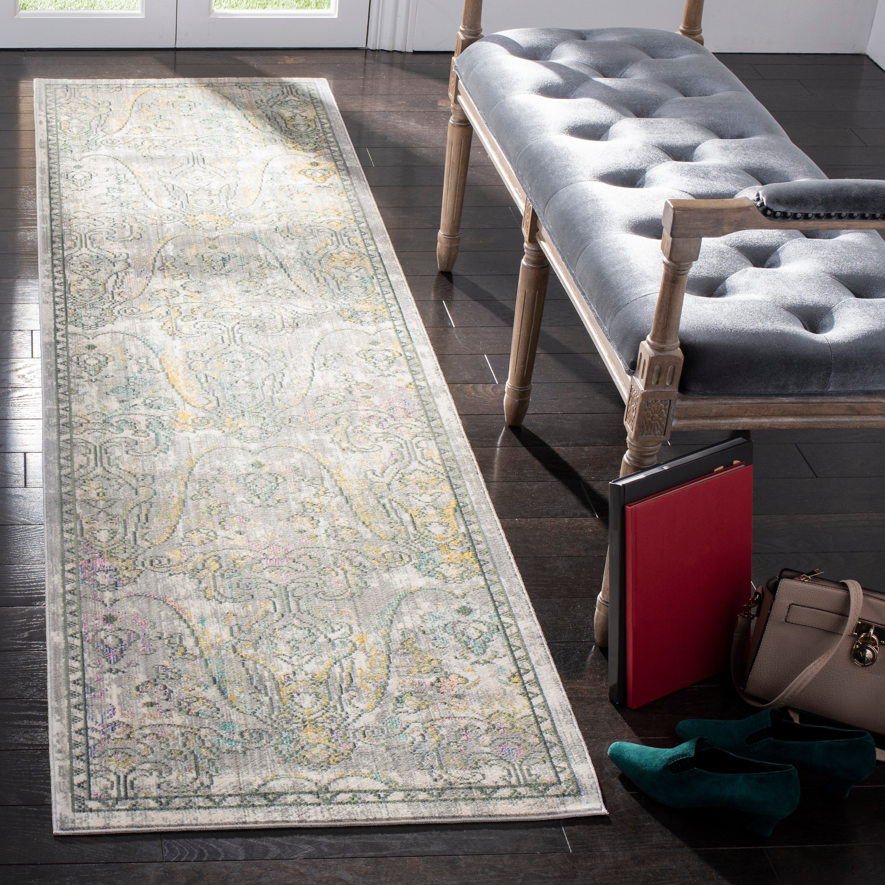 Safavieh MYS925R-28 Mystique Cadiz 2 x 8 (ft) Loomed Polyester Gray/Multi Rectangular Indoor Distressed/Overdyed Runner rug